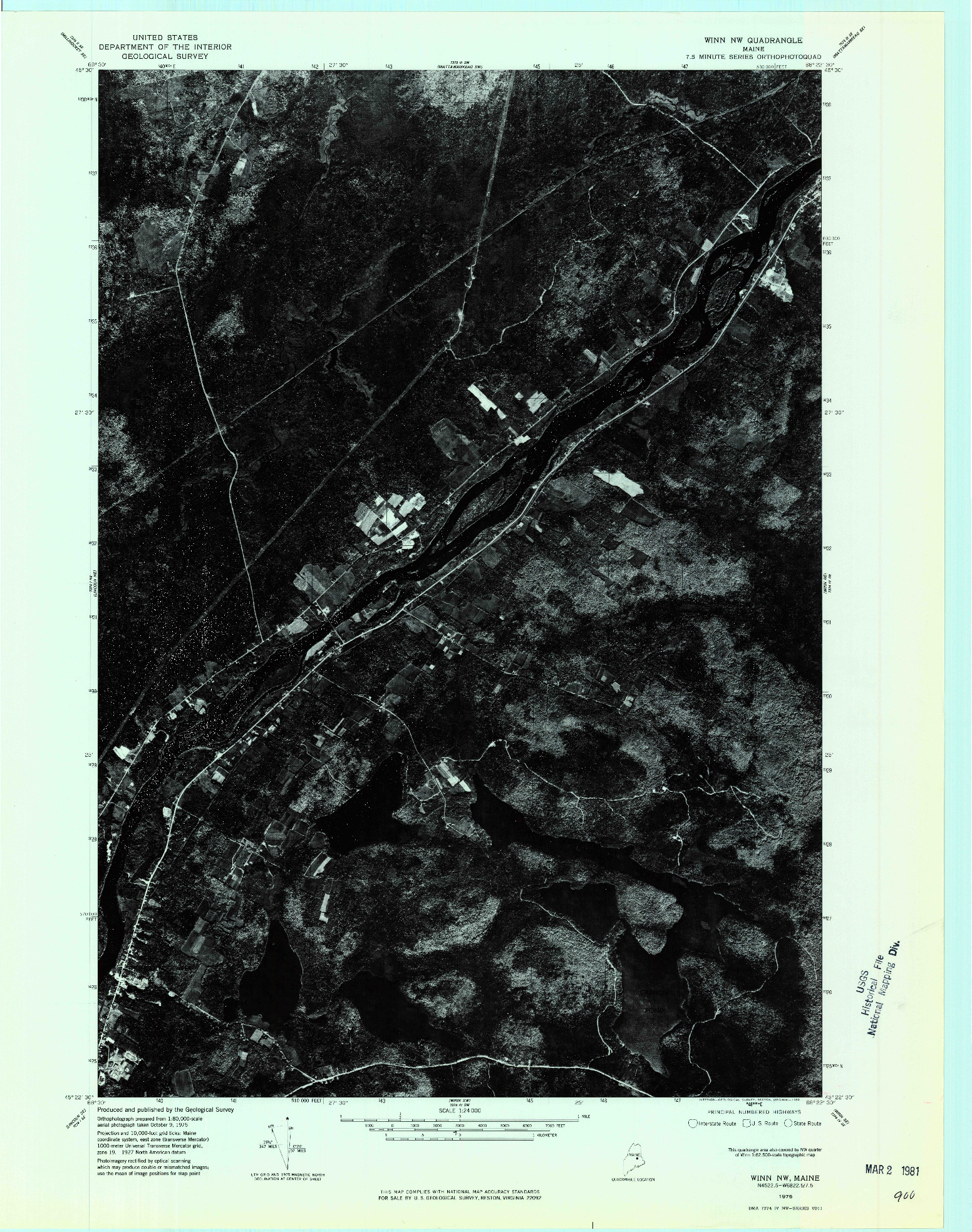 USGS 1:24000-SCALE QUADRANGLE FOR WINN NW, ME 1975