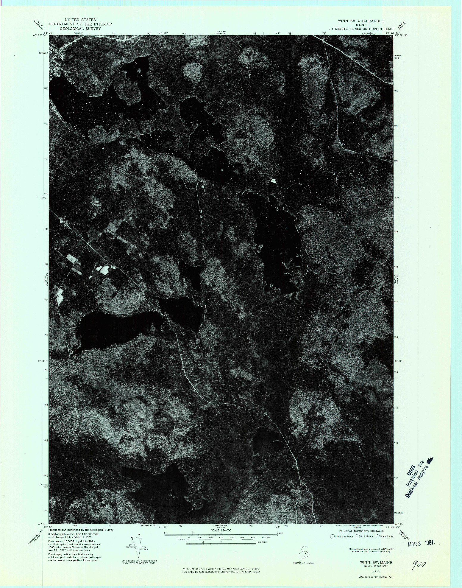 USGS 1:24000-SCALE QUADRANGLE FOR WINN SW, ME 1975