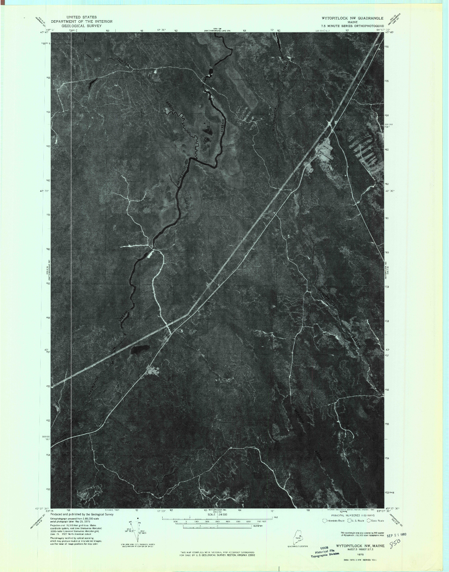 USGS 1:24000-SCALE QUADRANGLE FOR WYTOPITLOCK NW, ME 1975