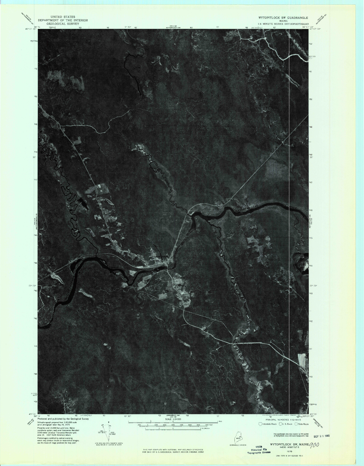 USGS 1:24000-SCALE QUADRANGLE FOR WYTOPITLOCK SW, ME 1975