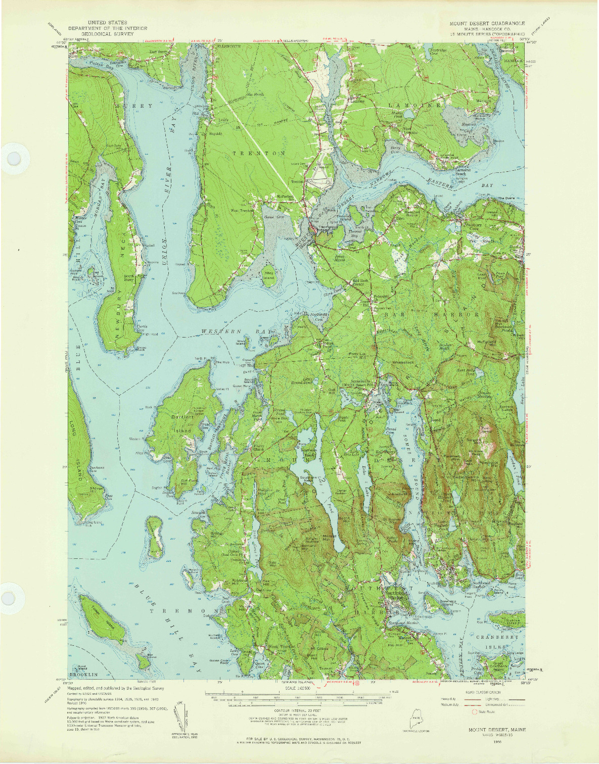 USGS 1:62500-SCALE QUADRANGLE FOR MOUNT DESERT, ME 1956