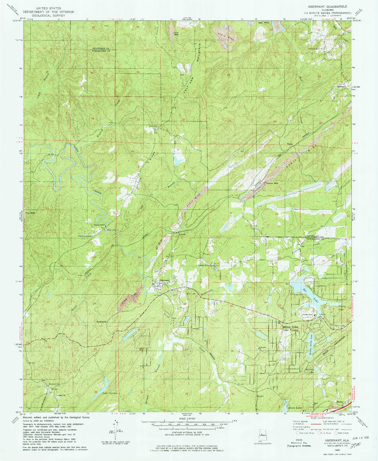 USGS 1:24000-SCALE QUADRANGLE FOR ABERNANT, AL 1980