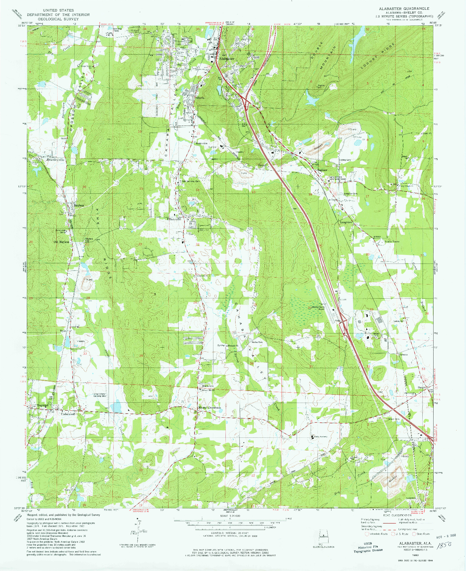 USGS 1:24000-SCALE QUADRANGLE FOR ALABASTER, AL 1980
