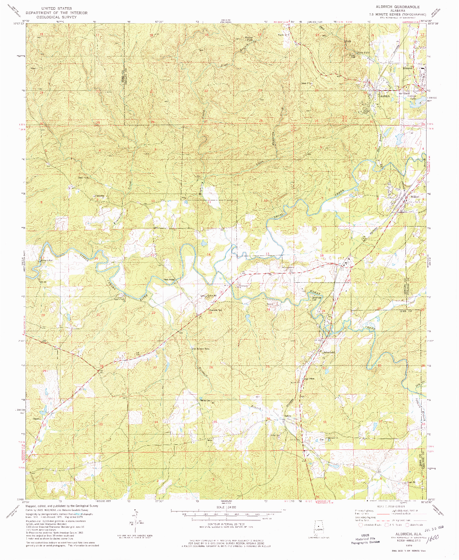 USGS 1:24000-SCALE QUADRANGLE FOR ALDRICH, AL 1979