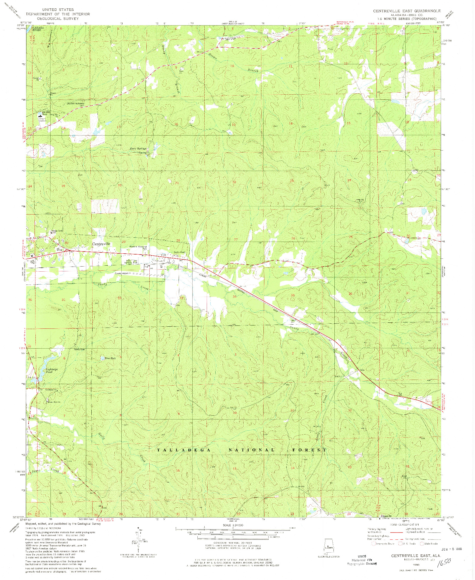 USGS 1:24000-SCALE QUADRANGLE FOR CENTREVILLE EAST, AL 1980