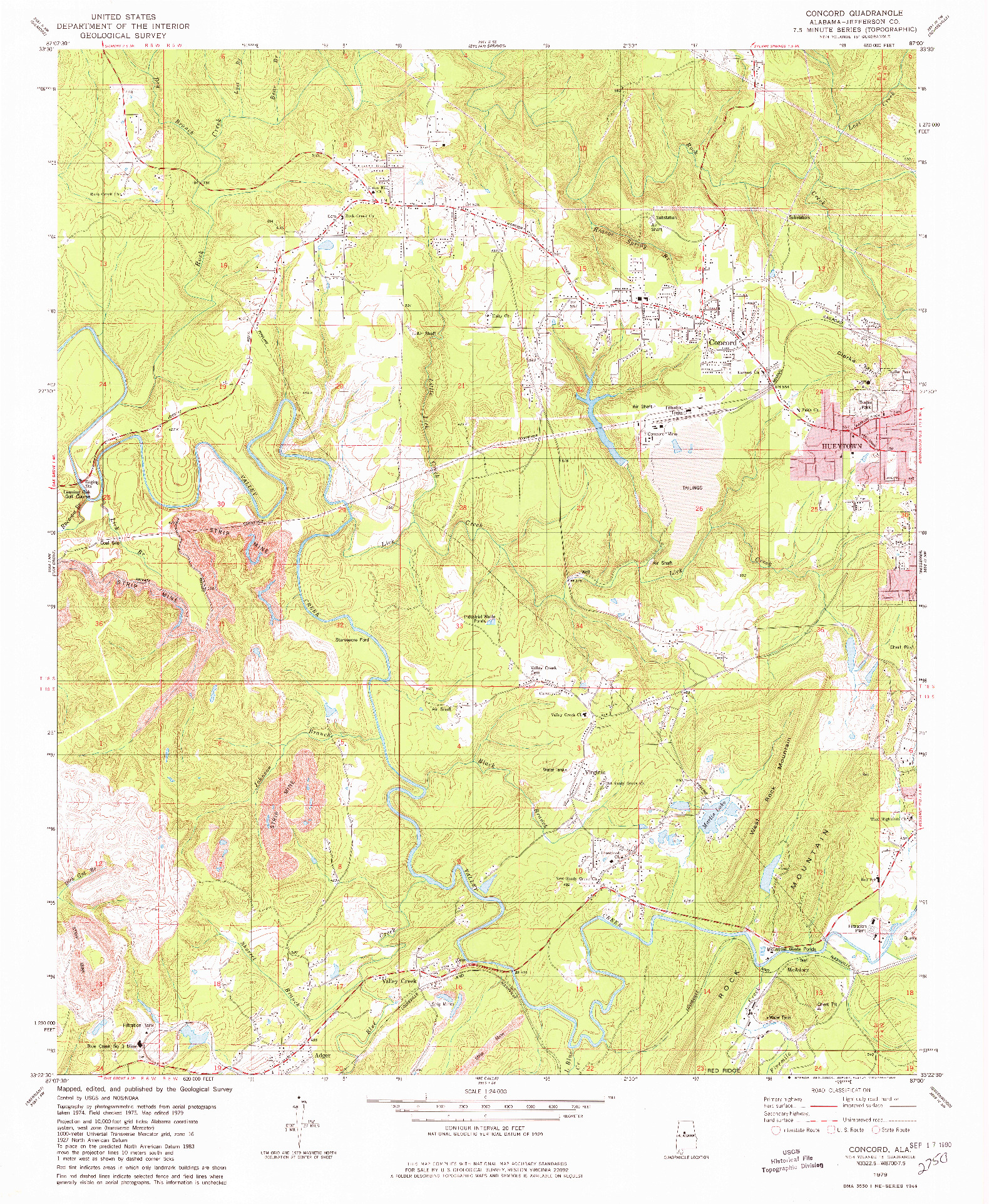USGS 1:24000-SCALE QUADRANGLE FOR CONCORD, AL 1979