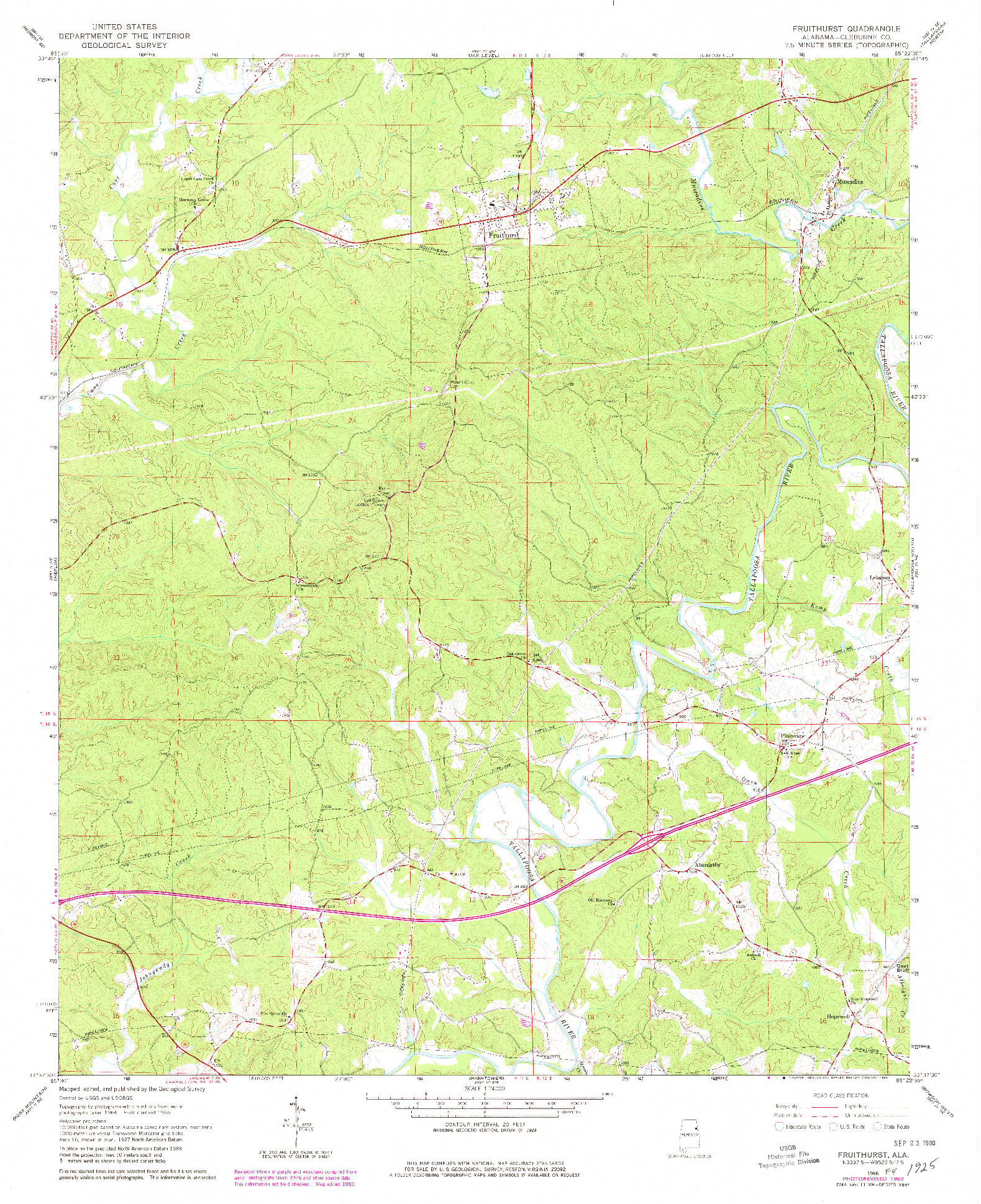 USGS 1:24000-SCALE QUADRANGLE FOR FRUITHURST, AL 1966