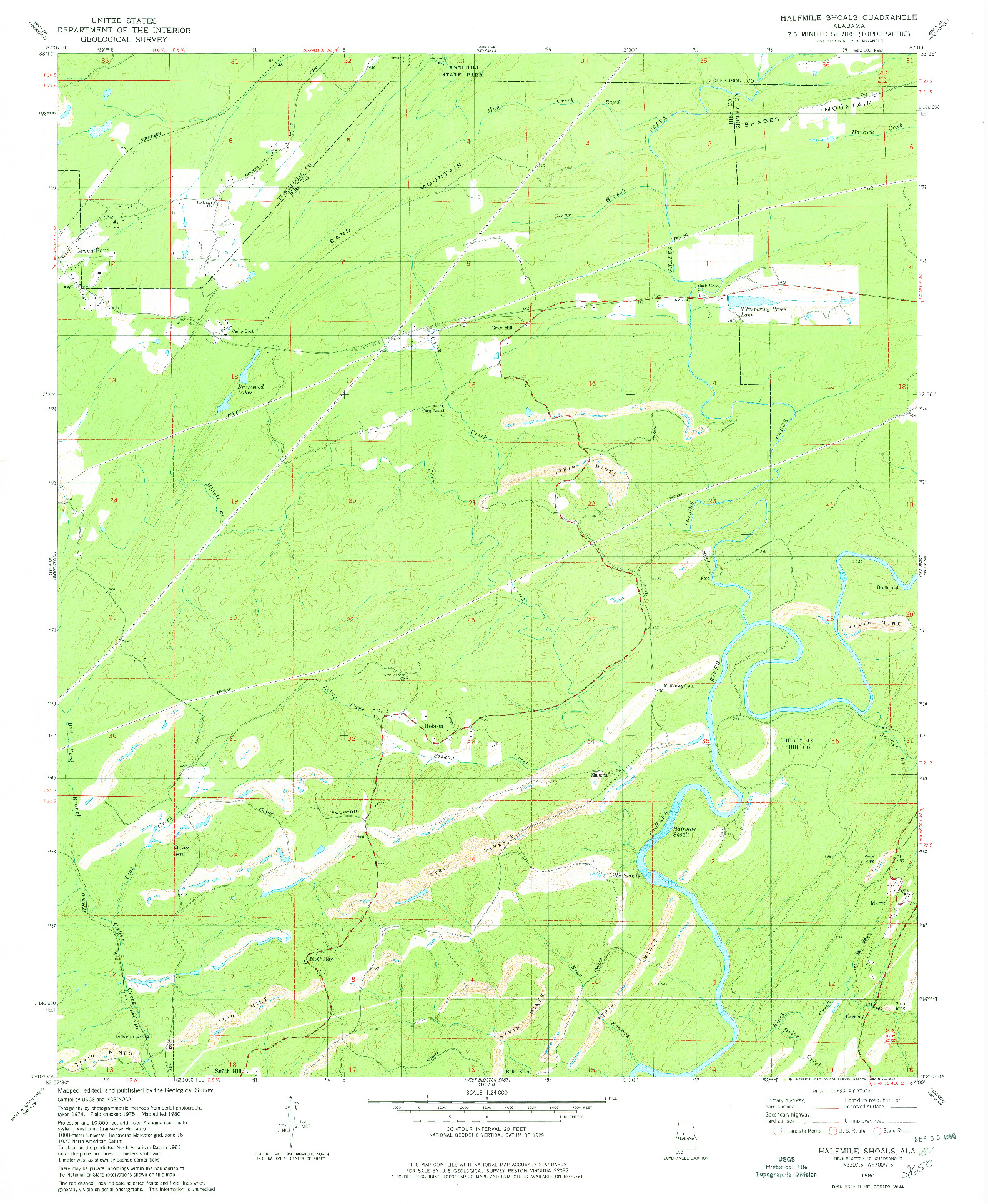 USGS 1:24000-SCALE QUADRANGLE FOR HALFMILE SHOALS, AL 1980