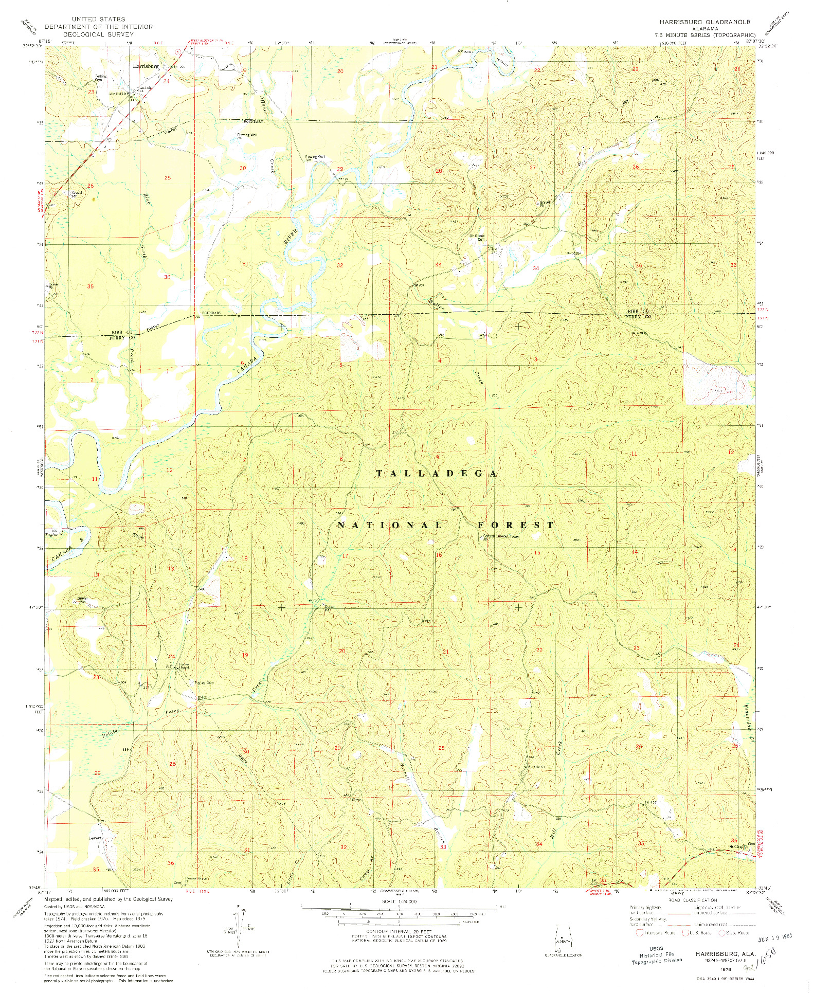 USGS 1:24000-SCALE QUADRANGLE FOR HARRISBURG, AL 1979