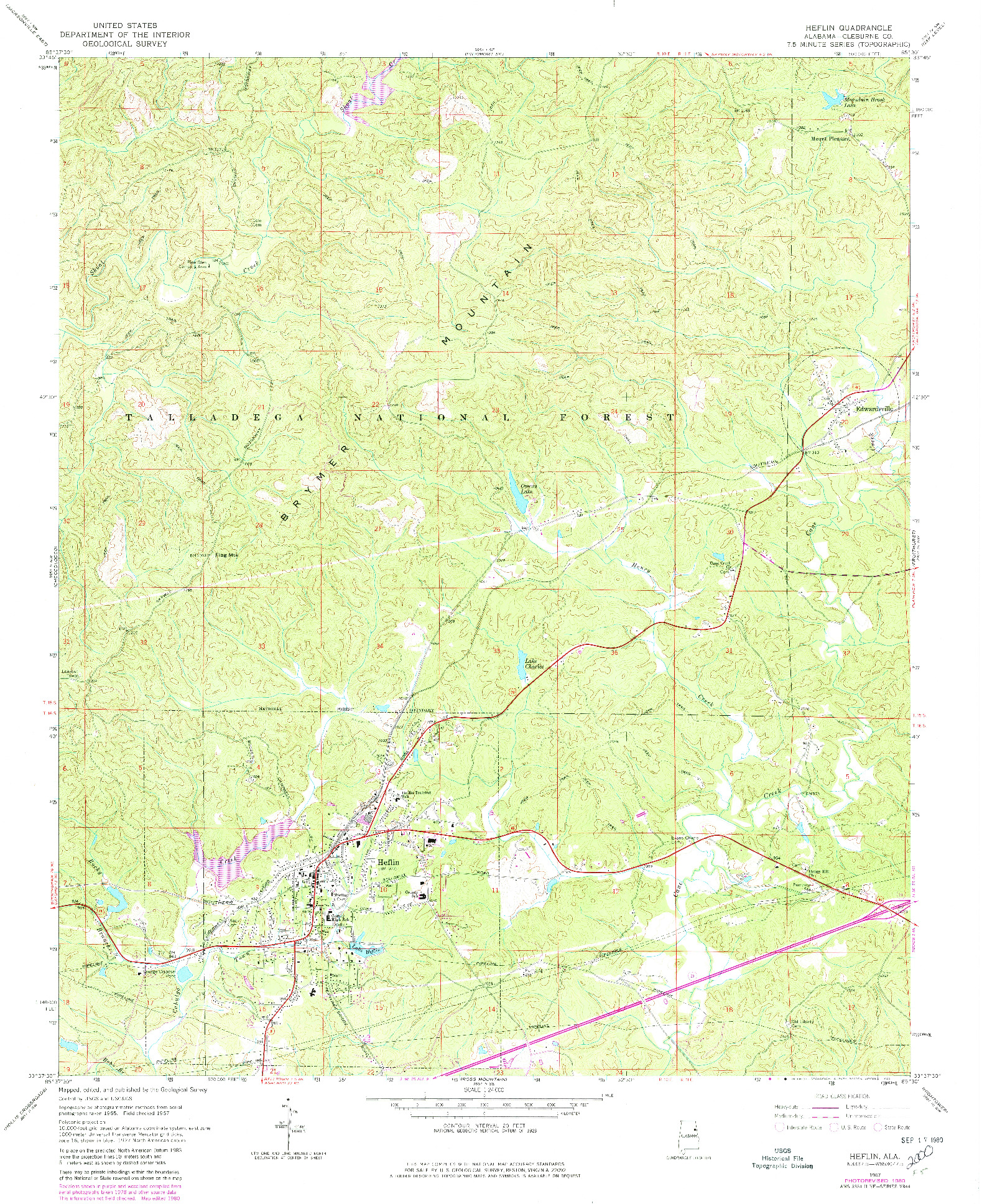 USGS 1:24000-SCALE QUADRANGLE FOR HEFLIN, AL 1967
