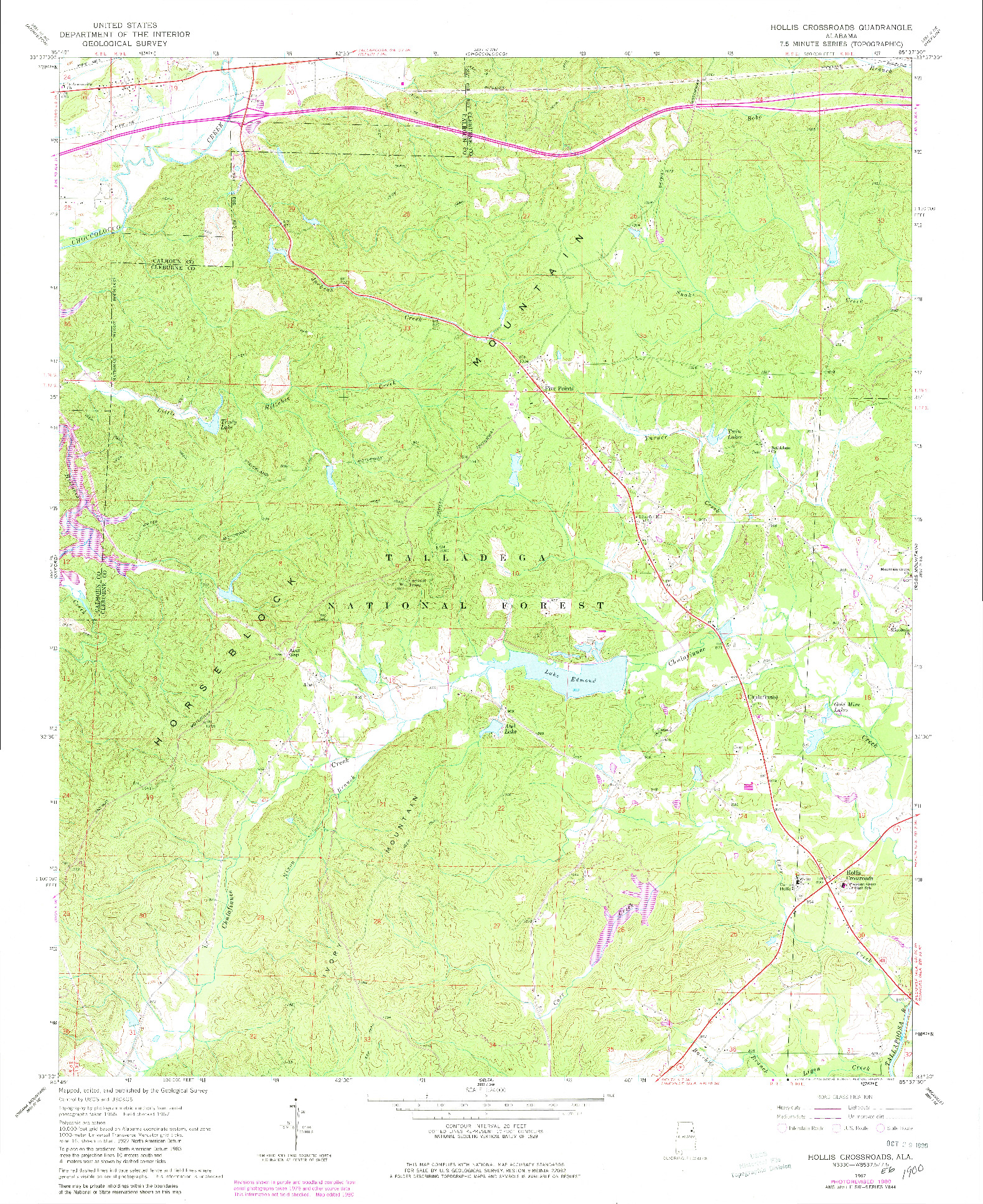 USGS 1:24000-SCALE QUADRANGLE FOR HOLLIS CROSSROADS, AL 1967