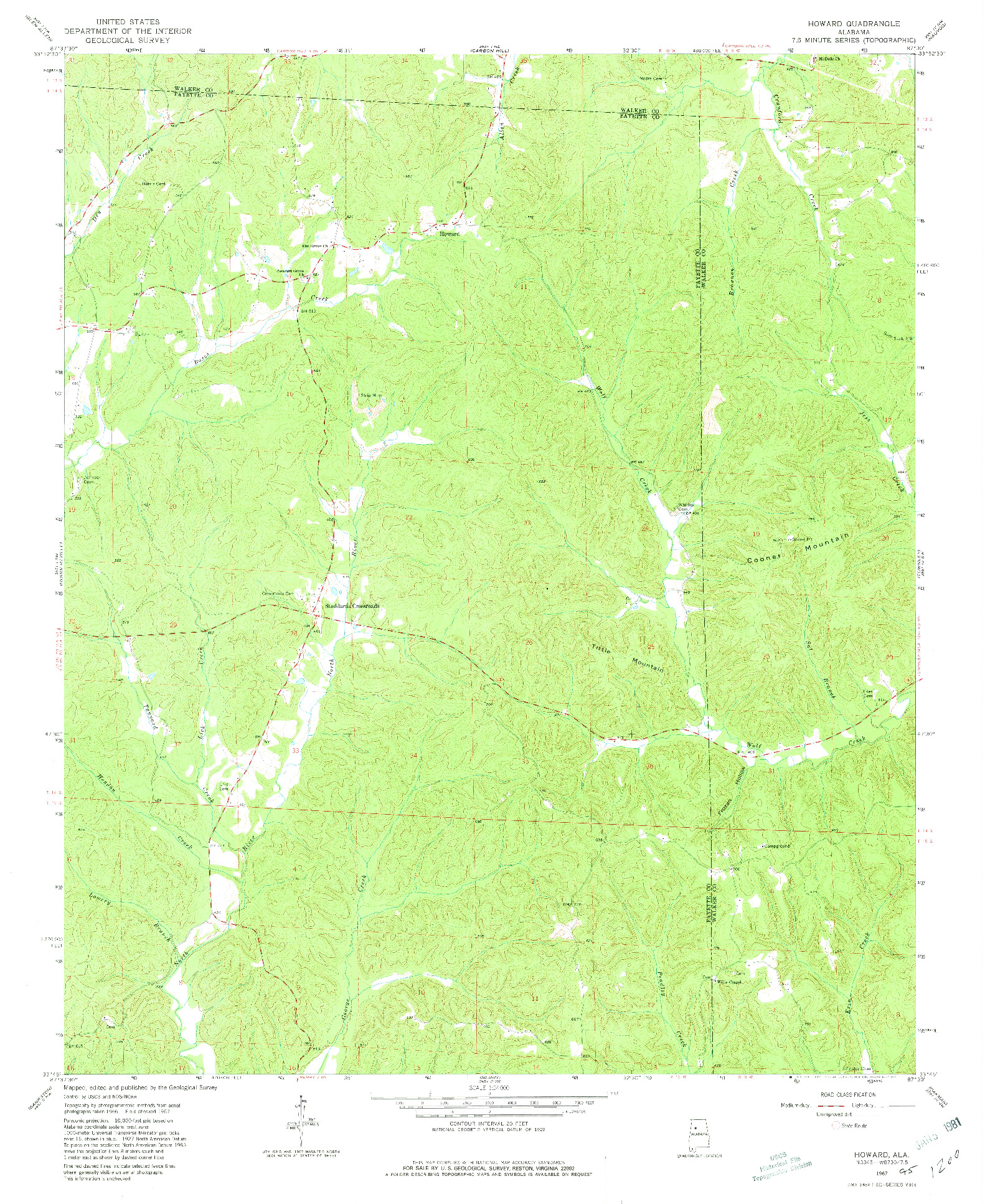 USGS 1:24000-SCALE QUADRANGLE FOR HOWARD, AL 1967