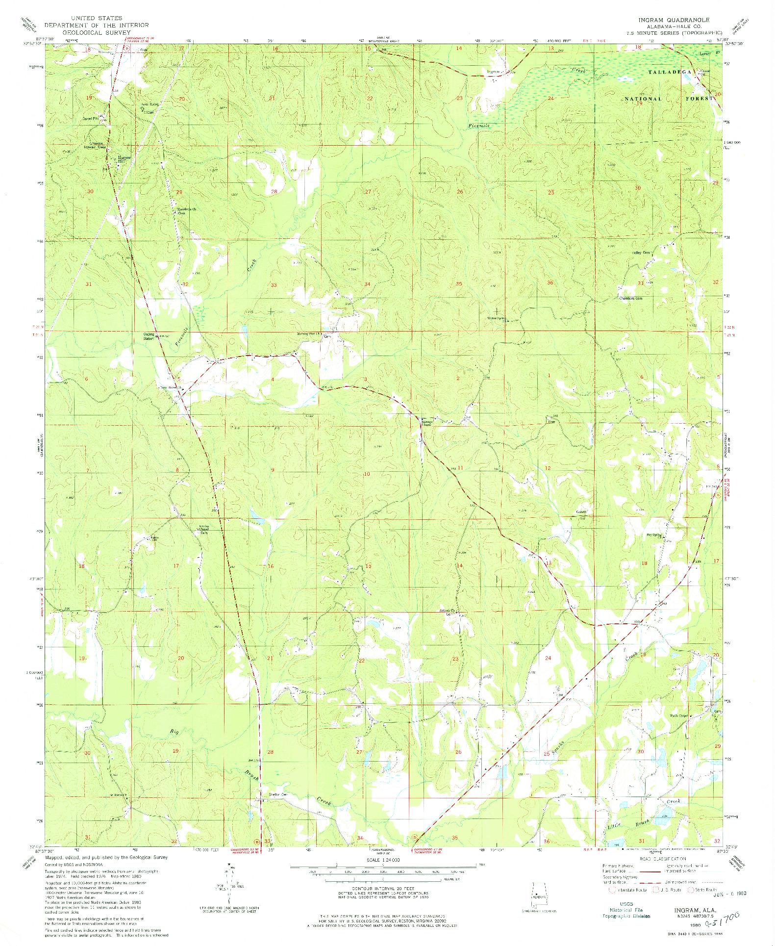 USGS 1:24000-SCALE QUADRANGLE FOR INGRAM, AL 1980