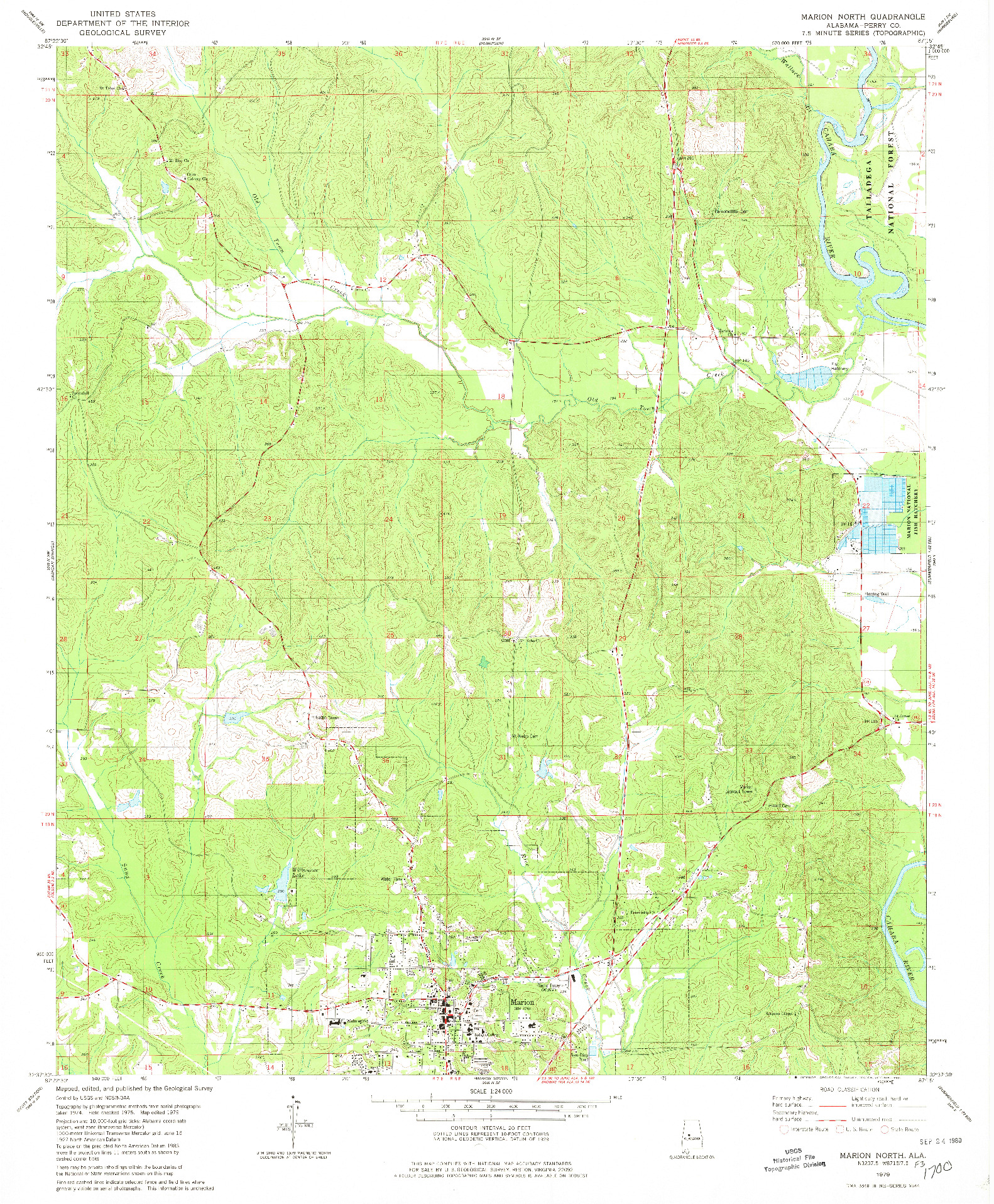 USGS 1:24000-SCALE QUADRANGLE FOR MARION NORTH, AL 1979