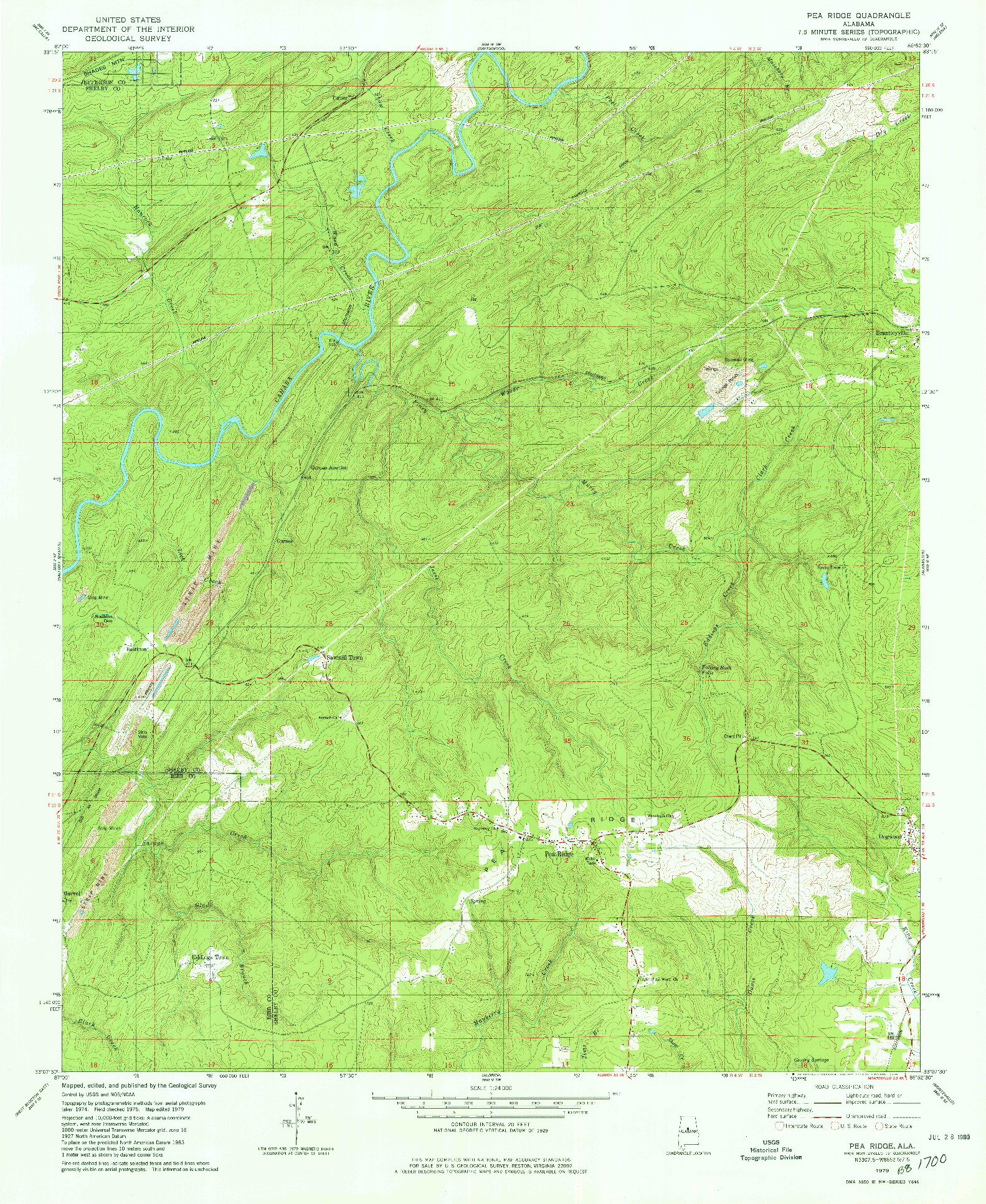 USGS 1:24000-SCALE QUADRANGLE FOR PEA RIDGE, AL 1979