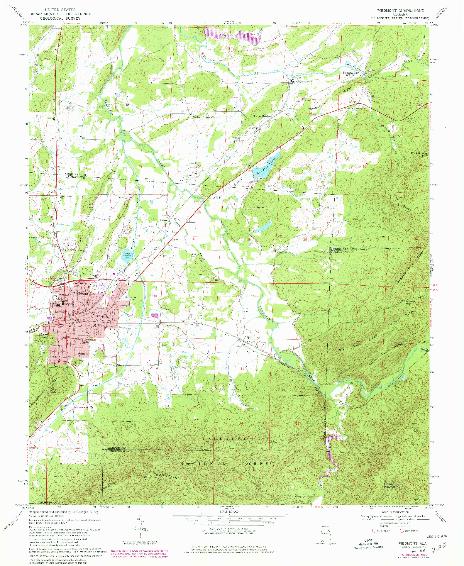 USGS 1:24000-SCALE QUADRANGLE FOR PIEDMONT, AL 1967