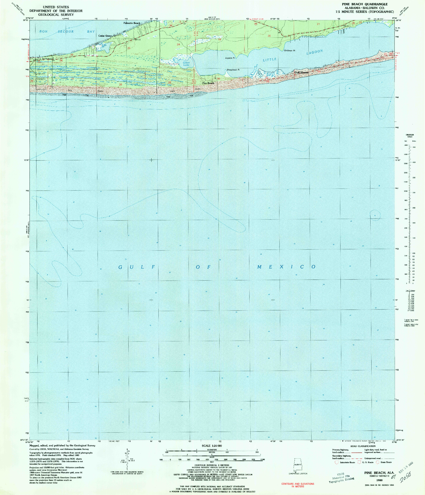 USGS 1:24000-SCALE QUADRANGLE FOR PINE BEACH, AL 1980