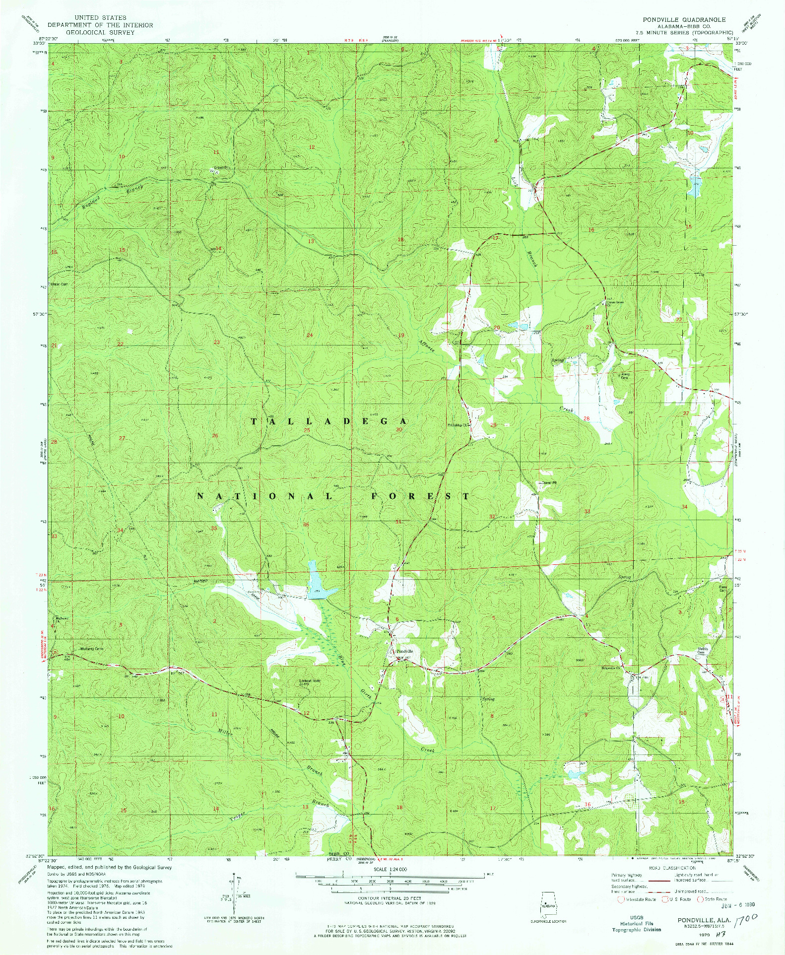 USGS 1:24000-SCALE QUADRANGLE FOR PONDVILLE, AL 1979