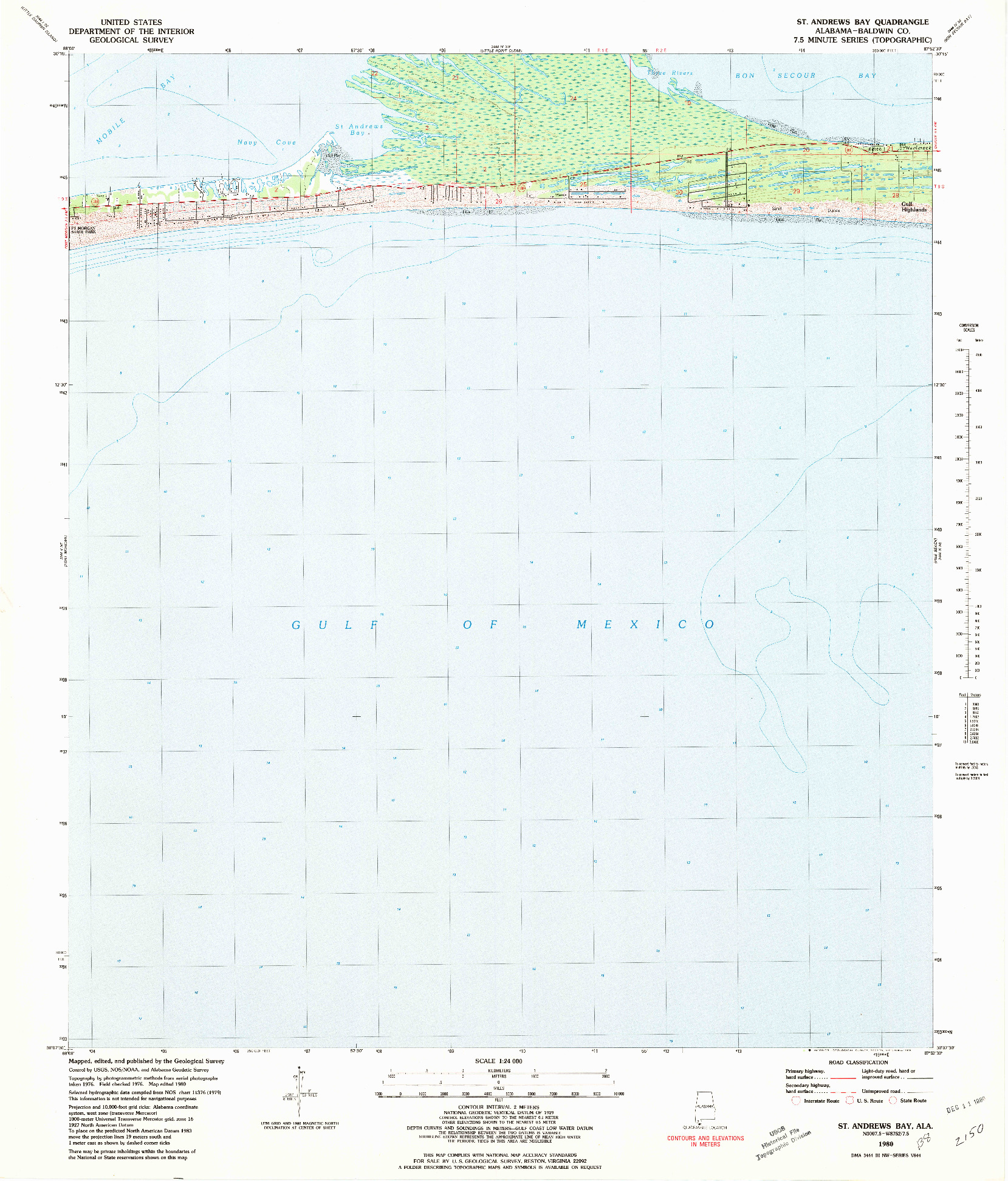 USGS 1:24000-SCALE QUADRANGLE FOR ST. ANDREWS BAY, AL 1980