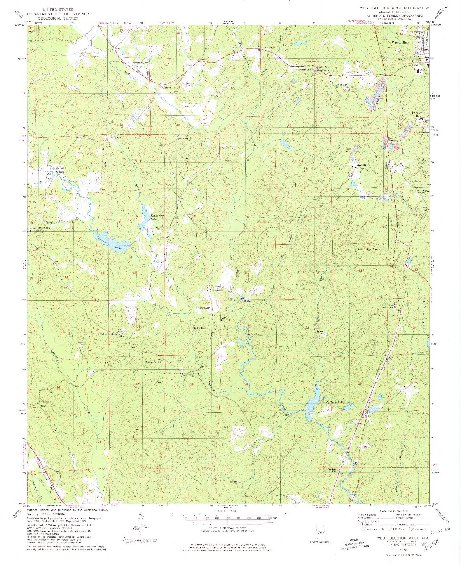 USGS 1:24000-SCALE QUADRANGLE FOR WEST BLOCTON WEST, AL 1979