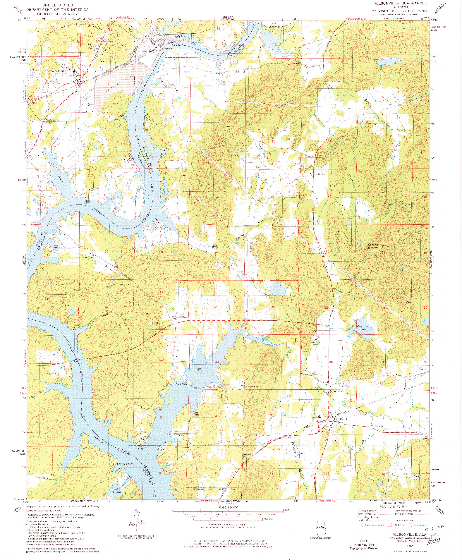 USGS 1:24000-SCALE QUADRANGLE FOR WILSONVILLE, AL 1980