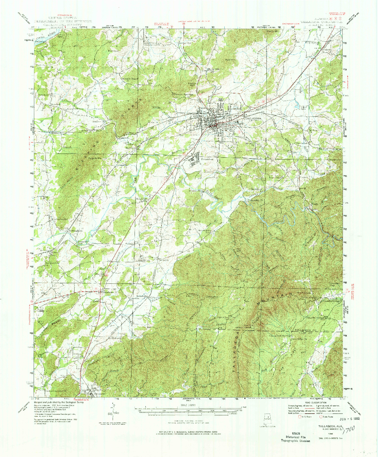 USGS 1:62500-SCALE QUADRANGLE FOR TALLADEGA, AL 1943