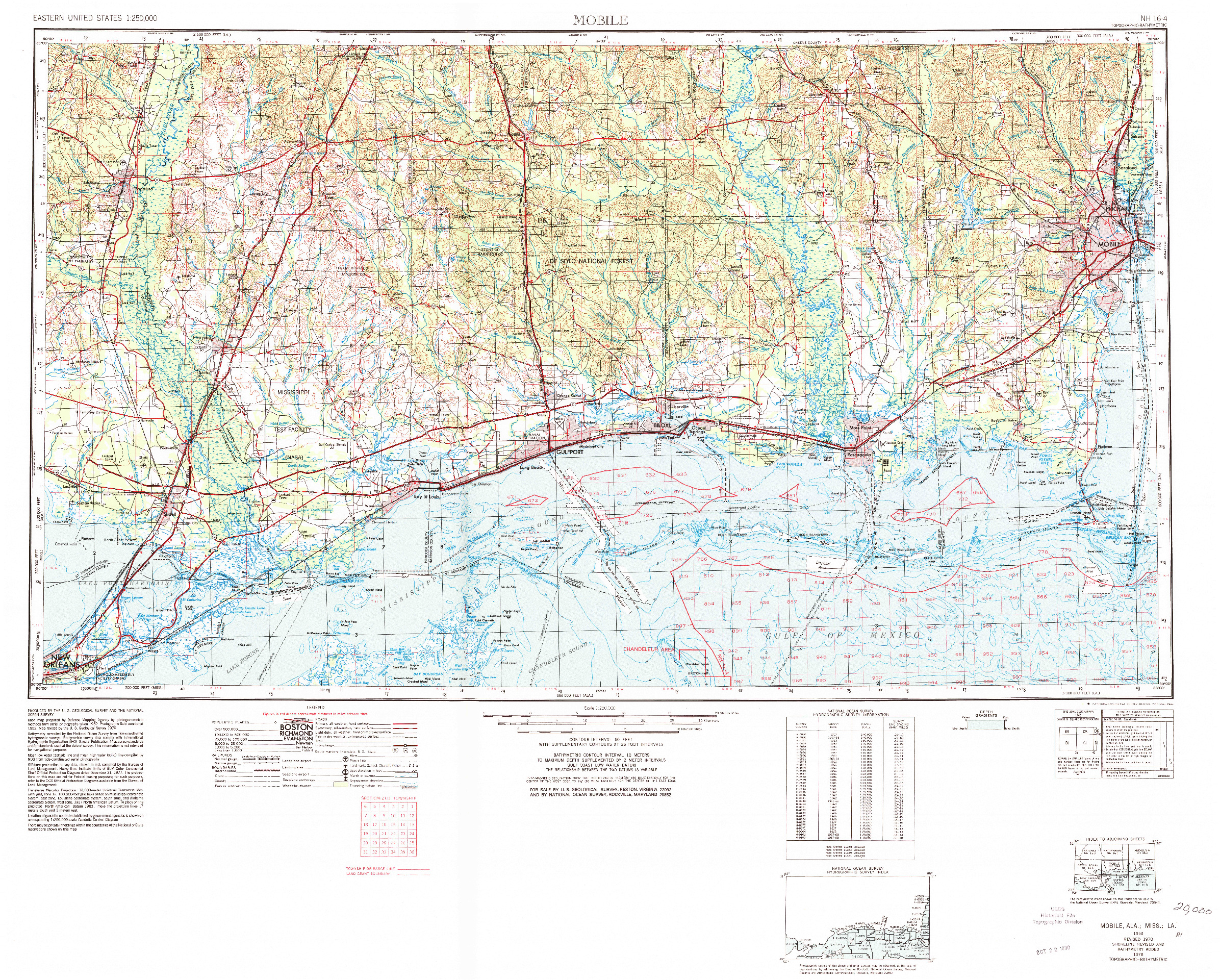 USGS 1:250000-SCALE QUADRANGLE FOR MOBILE, AL 1953