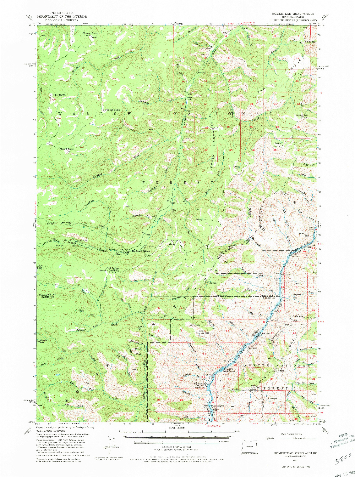 USGS 1:62500-SCALE QUADRANGLE FOR HOMESTEAD, OR 1957