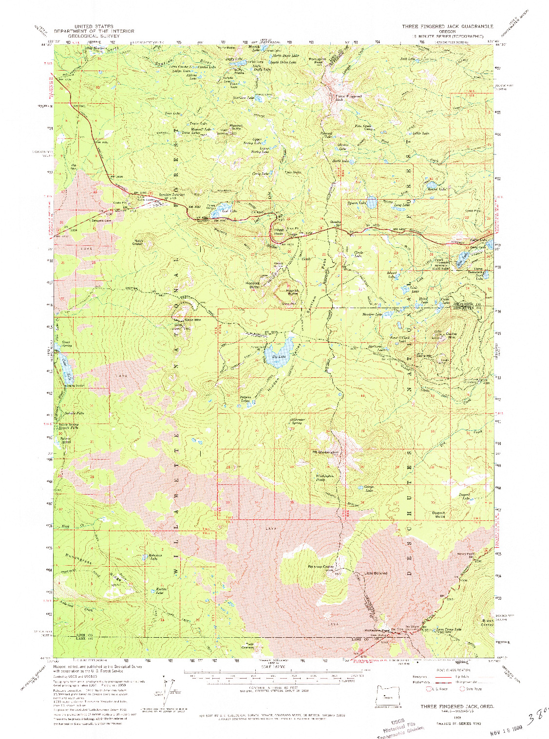 USGS 1:62500-SCALE QUADRANGLE FOR THREE FINGERED JACK, OR 1959