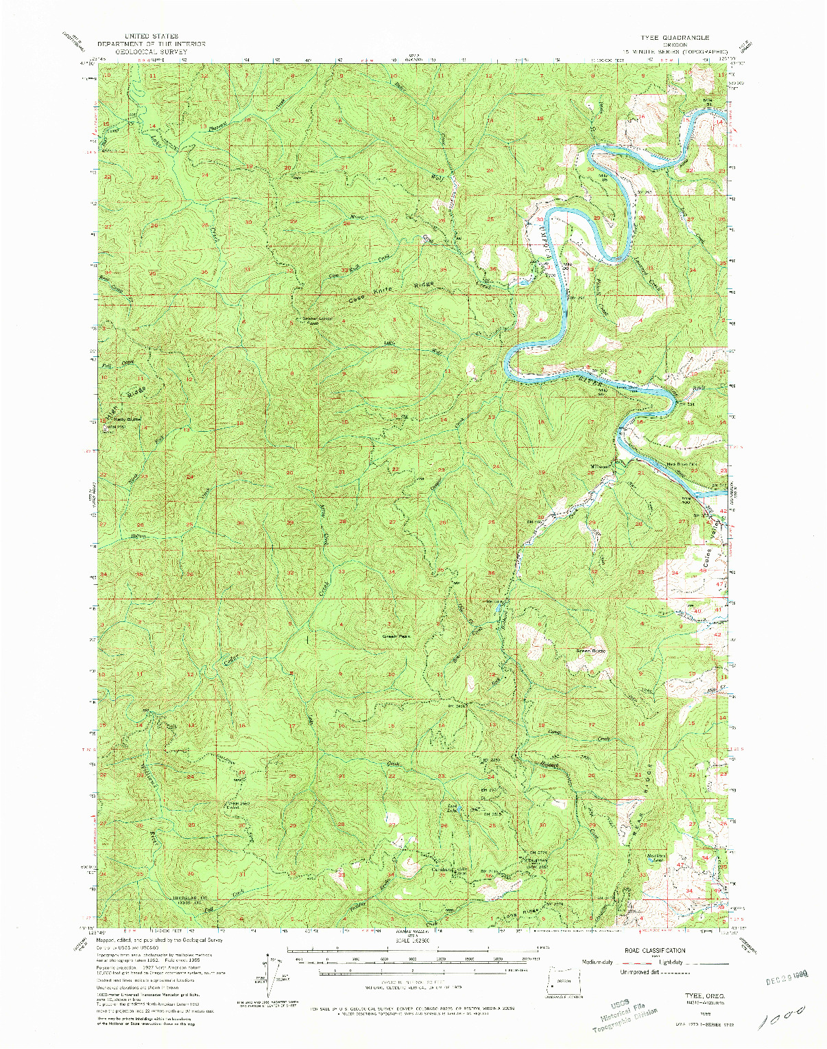 USGS 1:62500-SCALE QUADRANGLE FOR TYEE, OR 1955