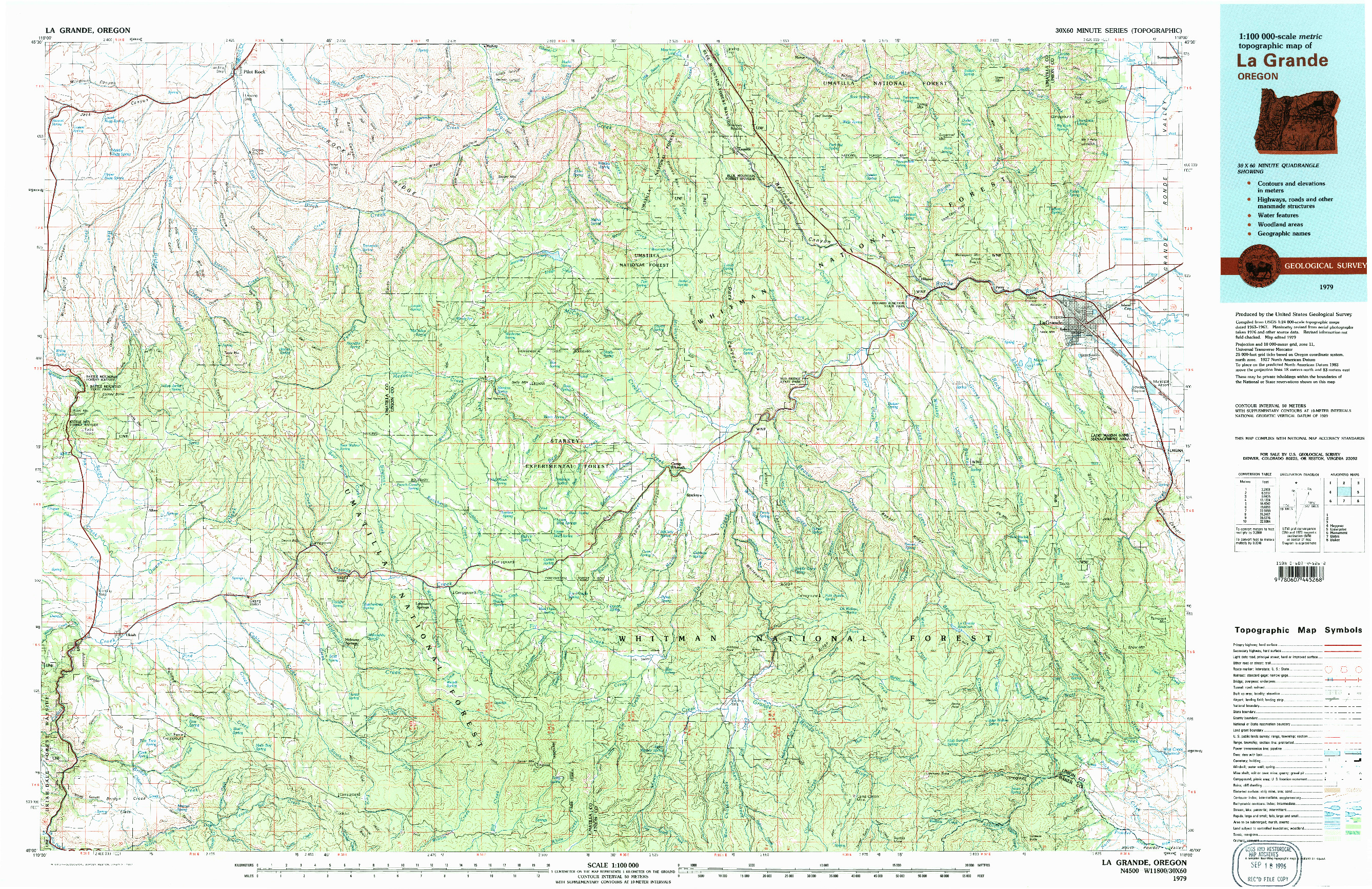 USGS 1:100000-SCALE QUADRANGLE FOR LA GRANDE, OR 1979
