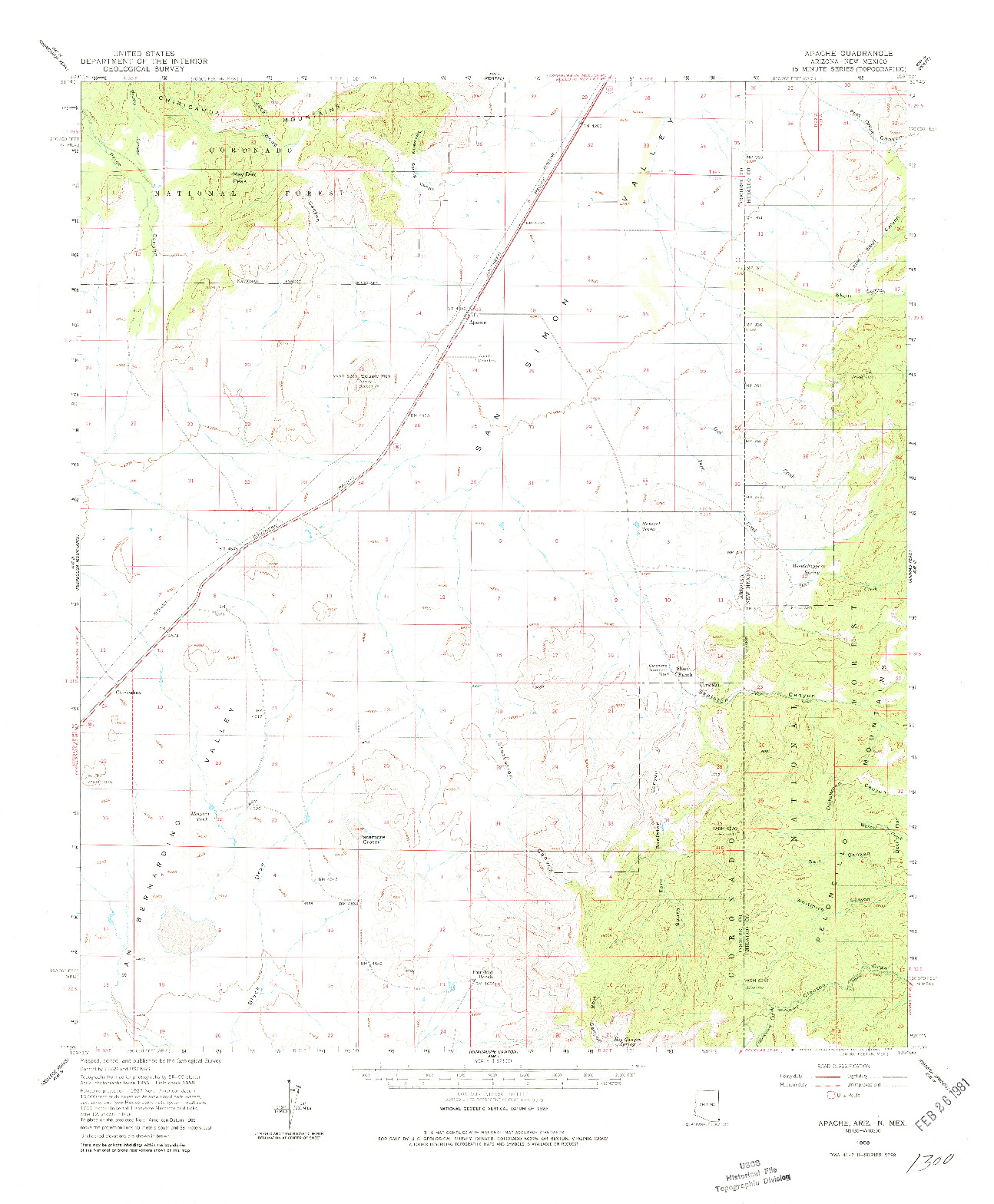 USGS 1:62500-SCALE QUADRANGLE FOR APACHE, AZ 1958