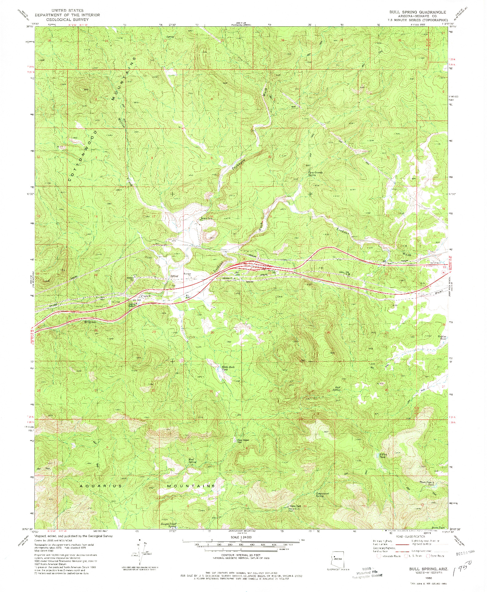 USGS 1:24000-SCALE QUADRANGLE FOR BULL SPRING, AZ 1980