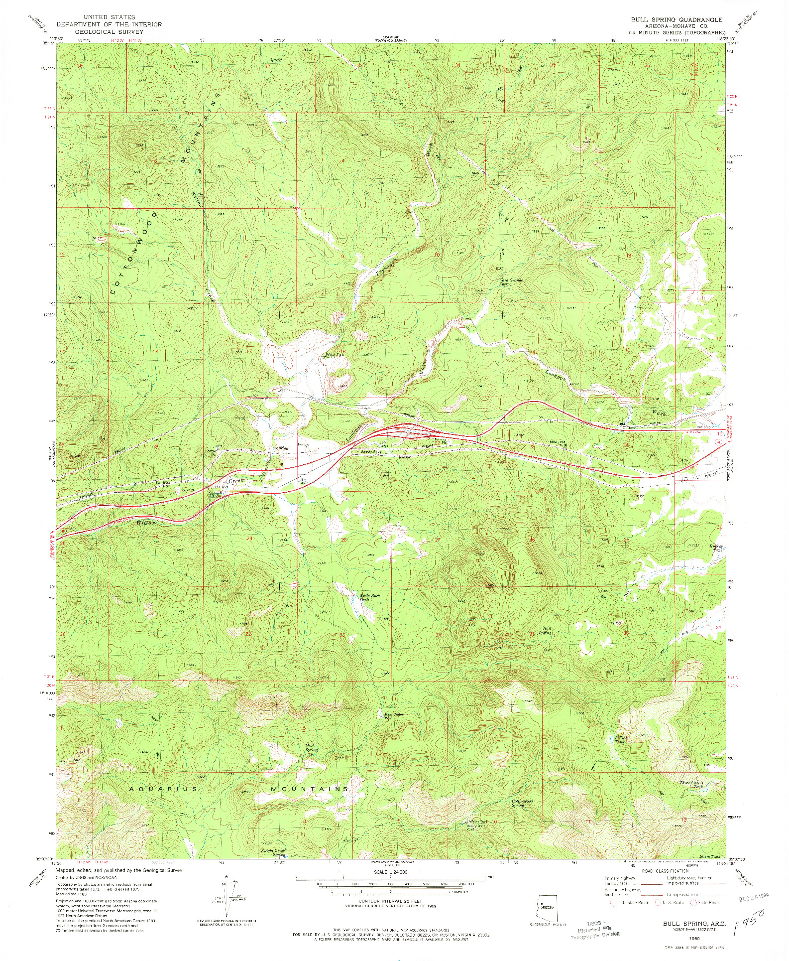 USGS 1:24000-SCALE QUADRANGLE FOR BULL SPRING, AZ 1980