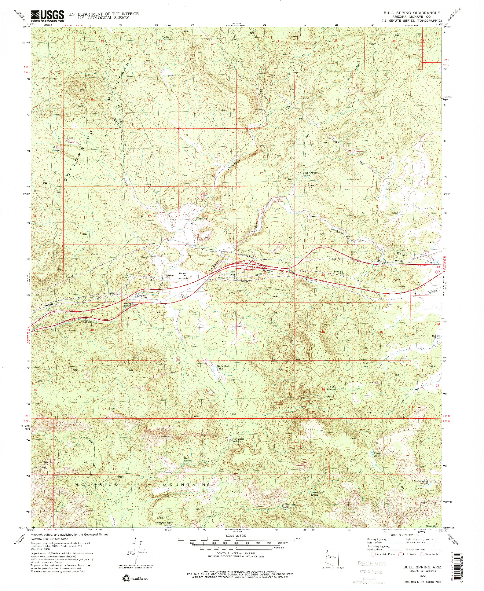 USGS 1:24000-SCALE QUADRANGLE FOR BULL SPRING, AZ 1980
