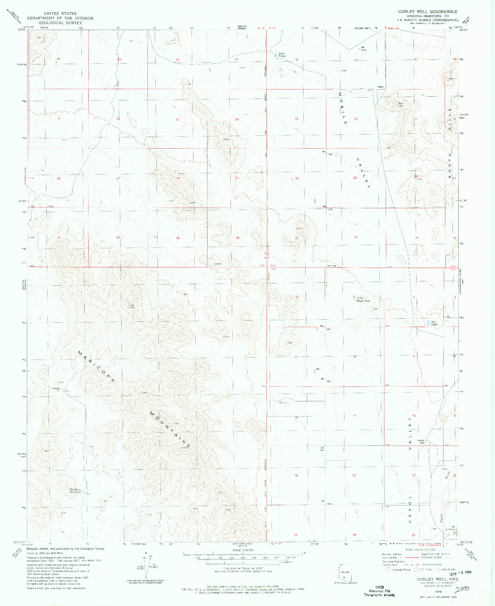 USGS 1:24000-SCALE QUADRANGLE FOR CONLEY WELL, AZ 1979