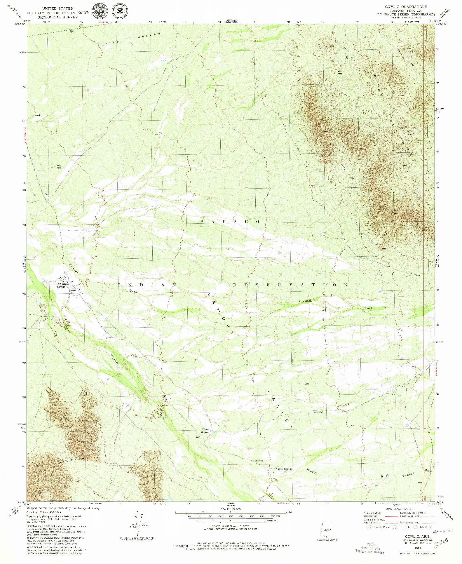 USGS 1:24000-SCALE QUADRANGLE FOR COWLIC, AZ 1979