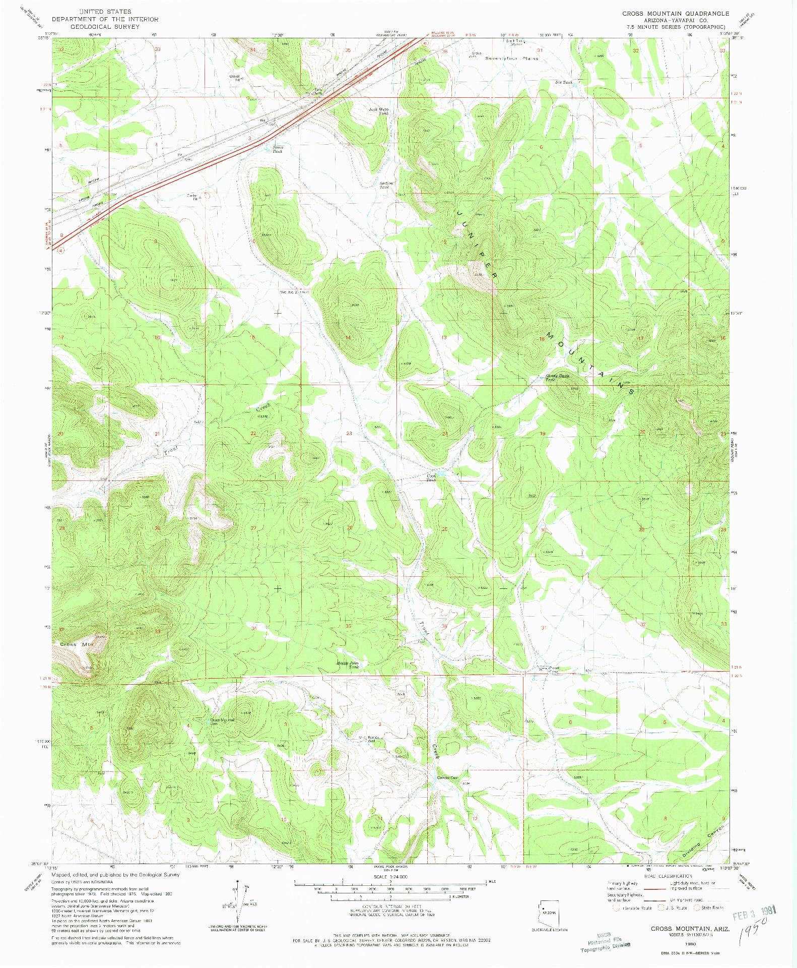 USGS 1:24000-SCALE QUADRANGLE FOR CROSS MOUNTAIN, AZ 1980