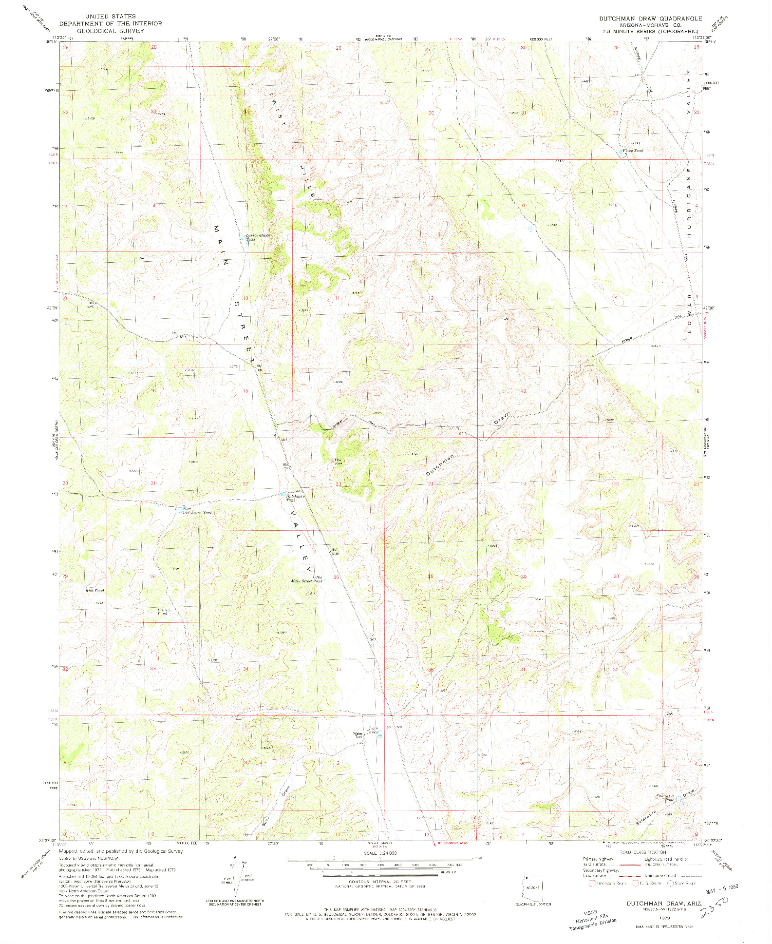 USGS 1:24000-SCALE QUADRANGLE FOR DUTCHMAN DRAW, AZ 1979