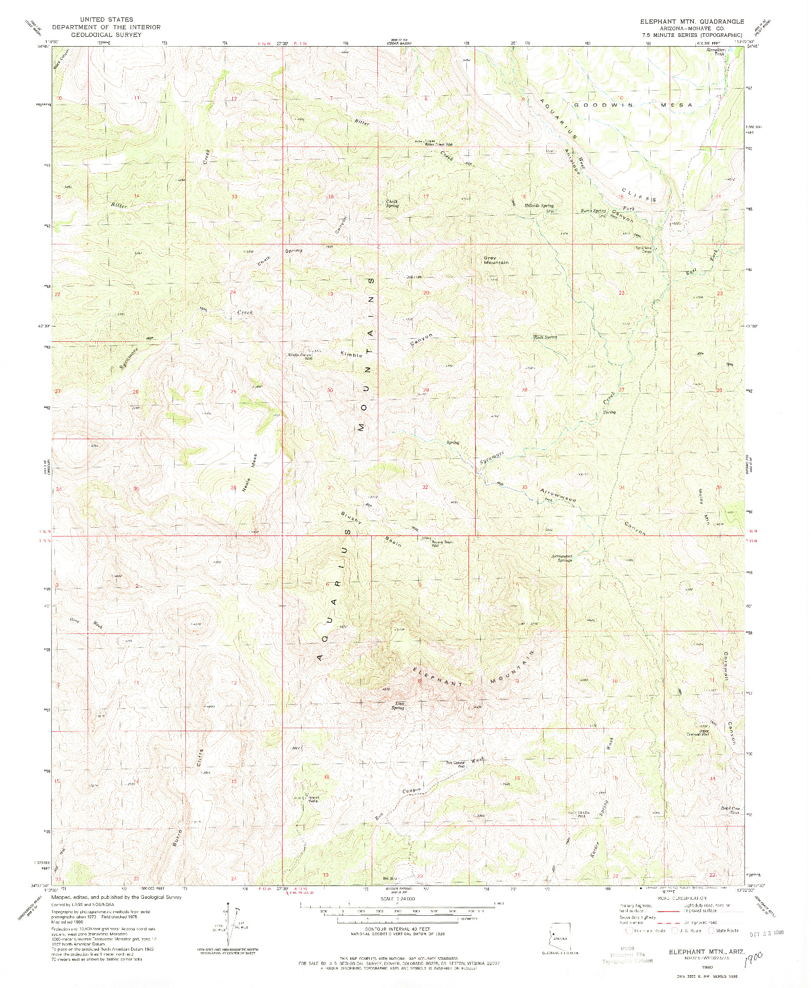 USGS 1:24000-SCALE QUADRANGLE FOR ELEPHANT MTN, AZ 1980