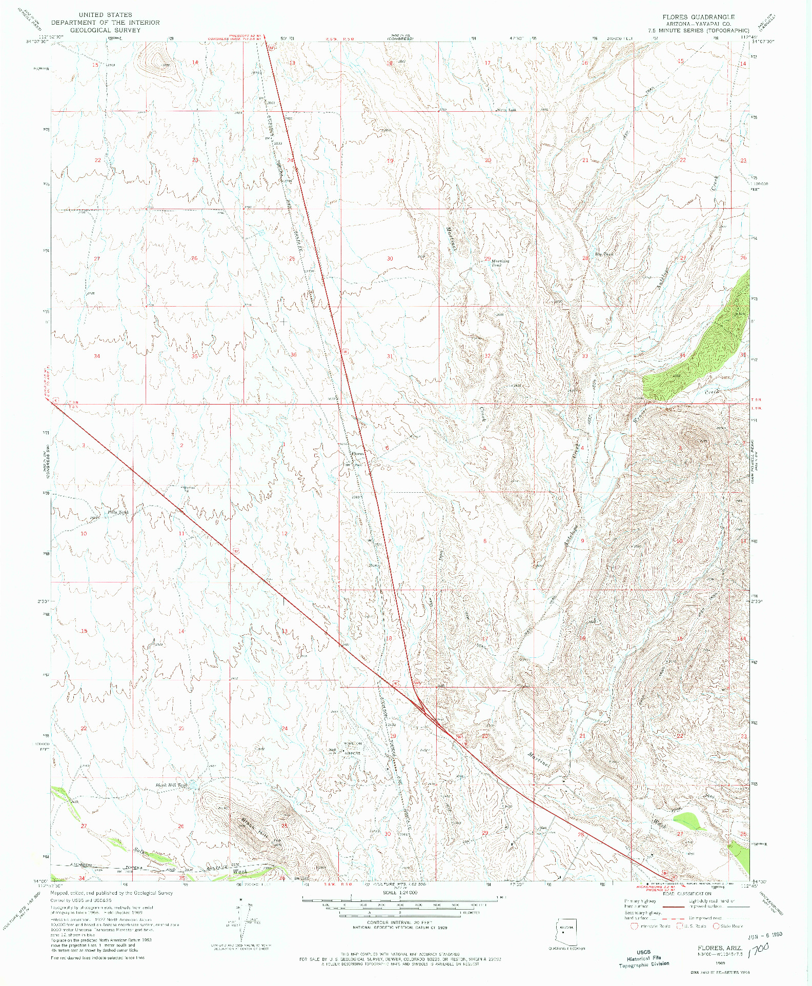 USGS 1:24000-SCALE QUADRANGLE FOR FLORES, AZ 1969