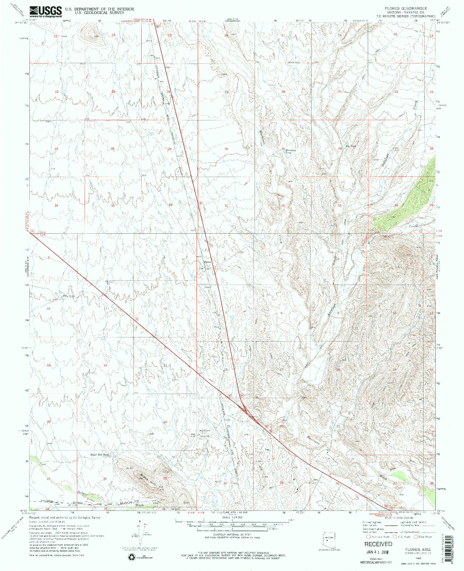 USGS 1:24000-SCALE QUADRANGLE FOR FLORES, AZ 1969