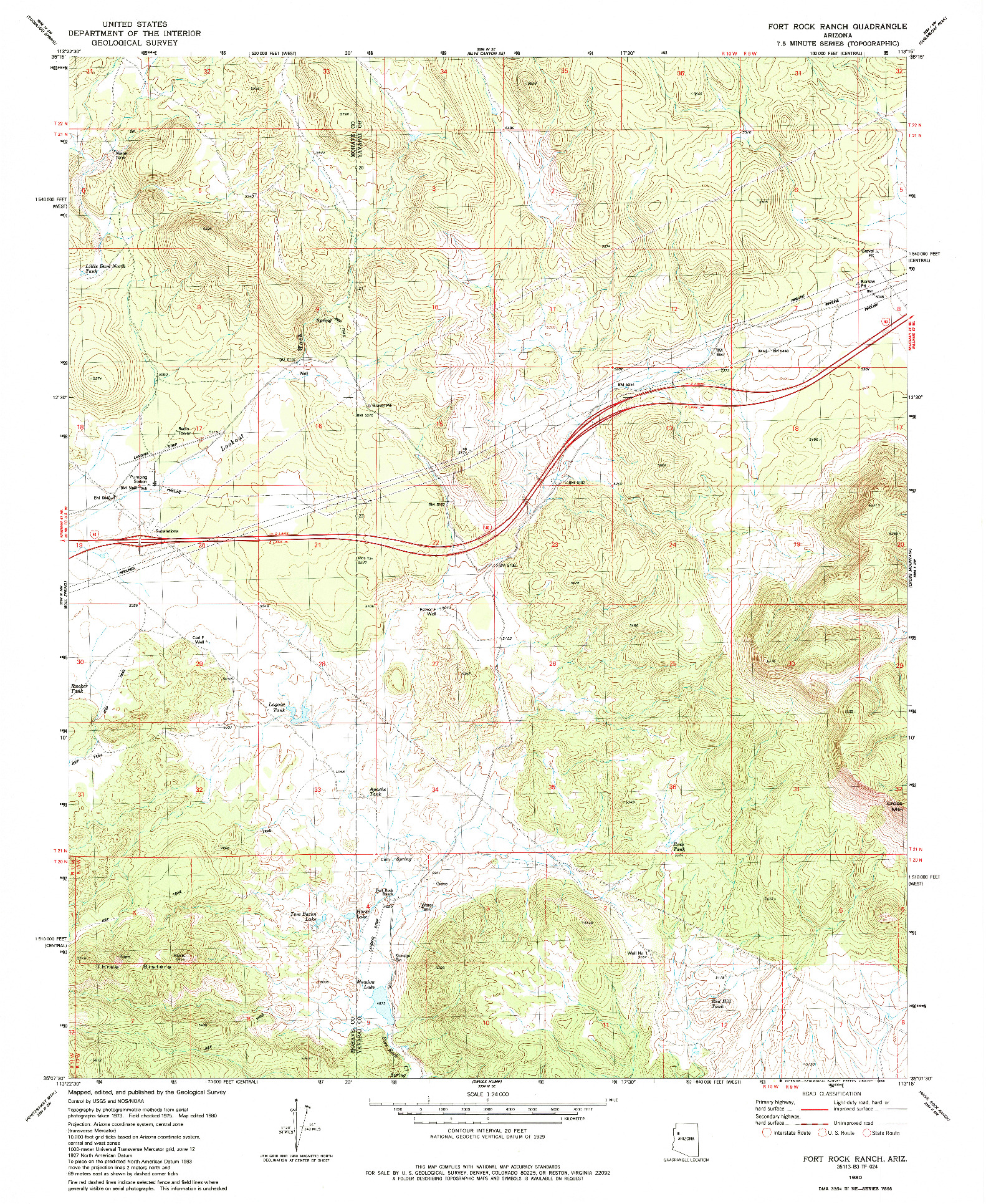 USGS 1:24000-SCALE QUADRANGLE FOR FORT ROCK RANCH, AZ 1980