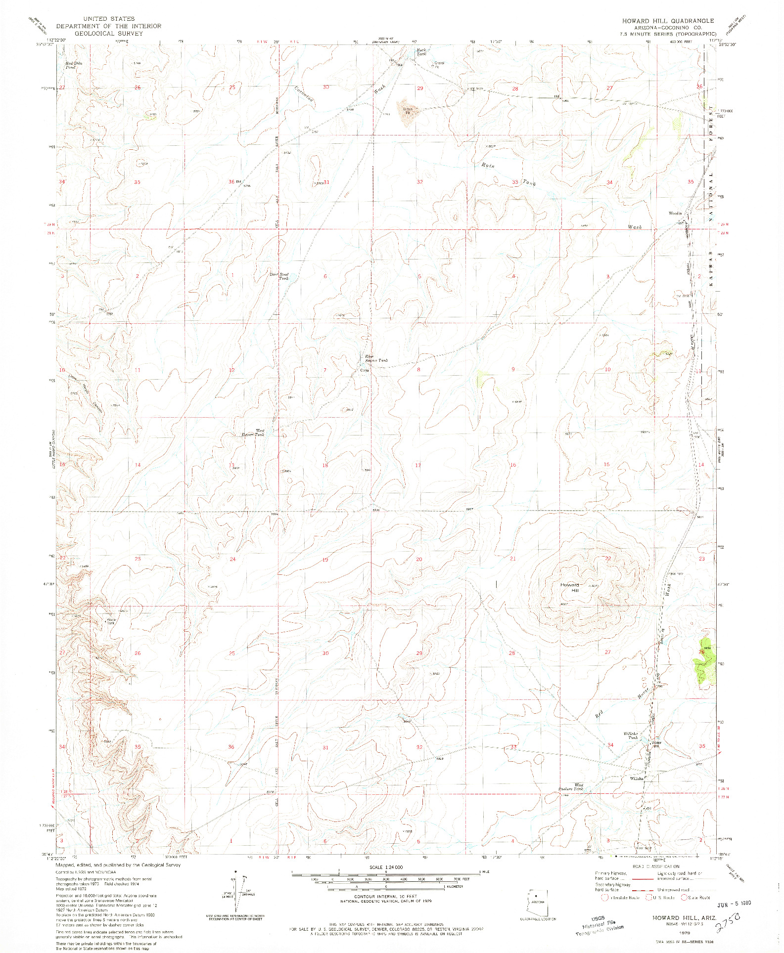 USGS 1:24000-SCALE QUADRANGLE FOR HOWARD HILL, AZ 1979