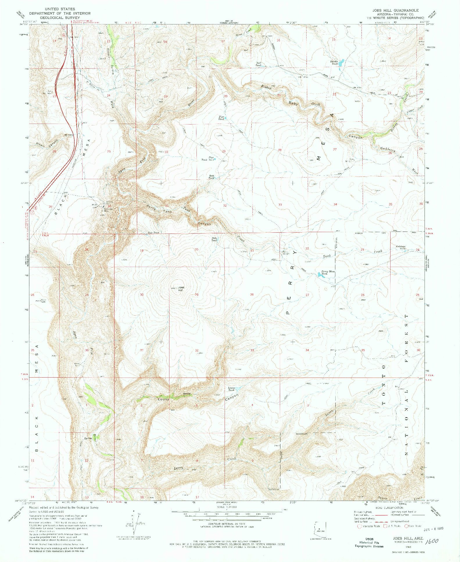 USGS 1:24000-SCALE QUADRANGLE FOR JOES HILL, AZ 1969