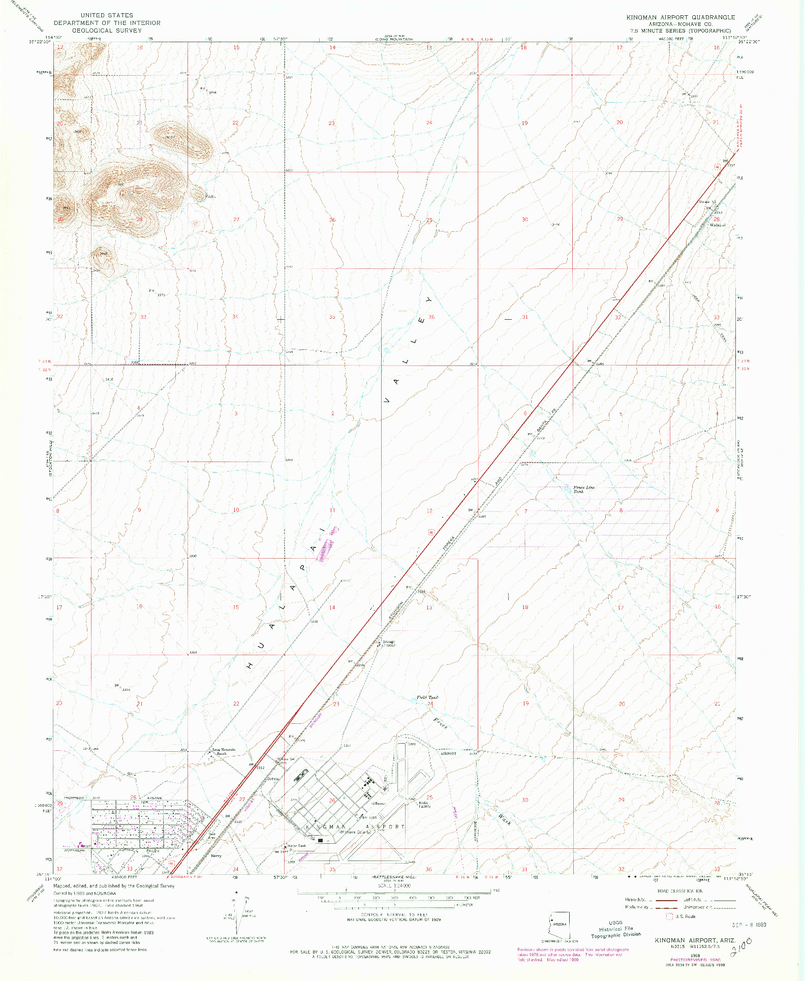 USGS 1:24000-SCALE QUADRANGLE FOR KINGMAN AIRPORT, AZ 1968