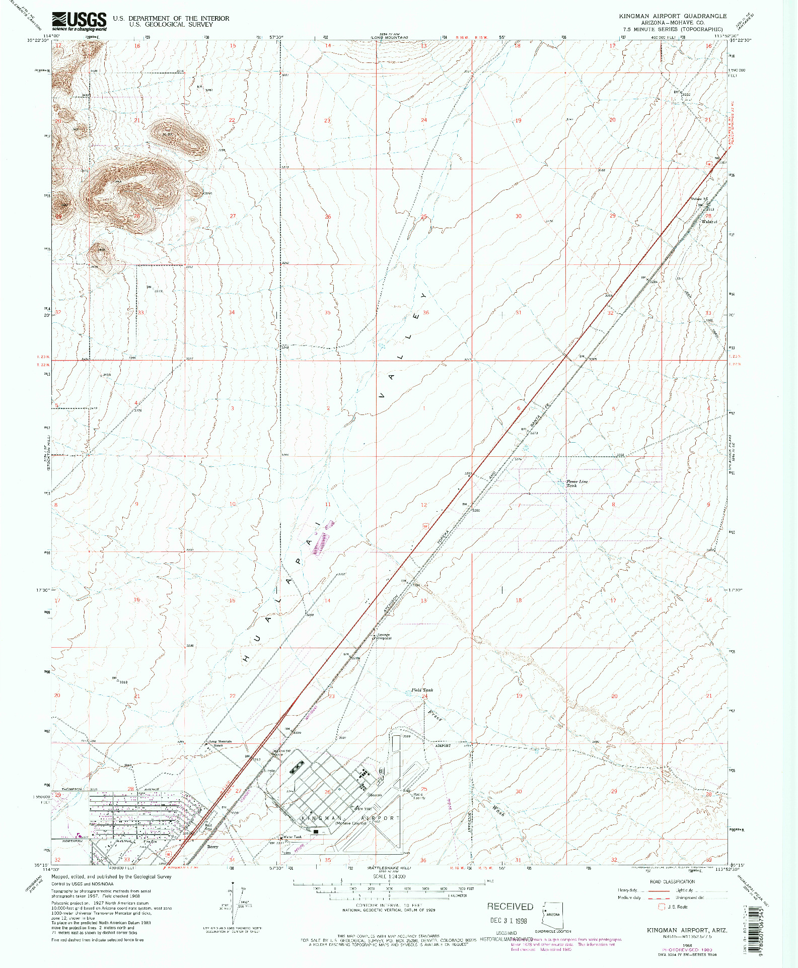 USGS 1:24000-SCALE QUADRANGLE FOR KINGMAN AIRPORT, AZ 1968