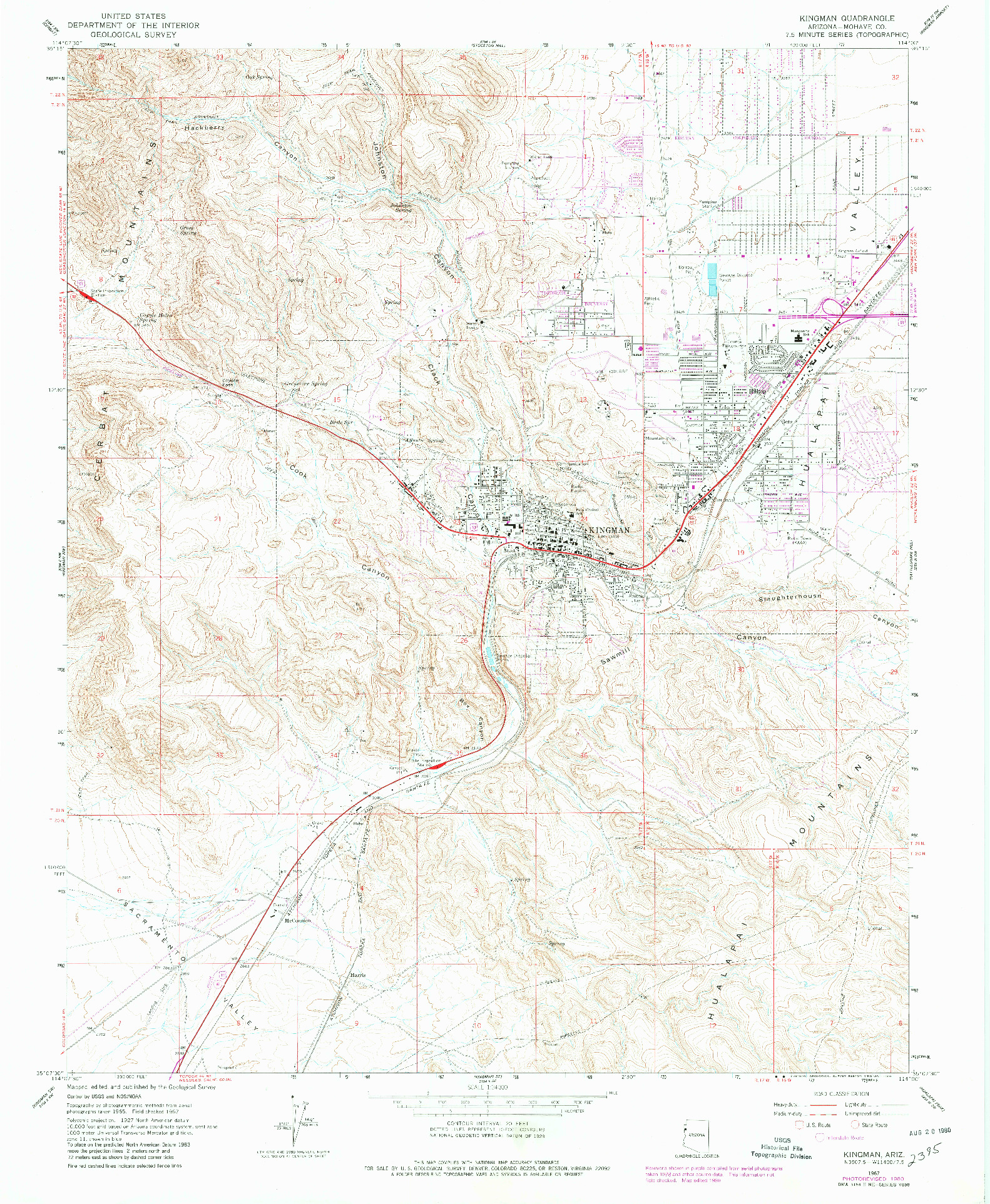USGS 1:24000-SCALE QUADRANGLE FOR KINGMAN, AZ 1967