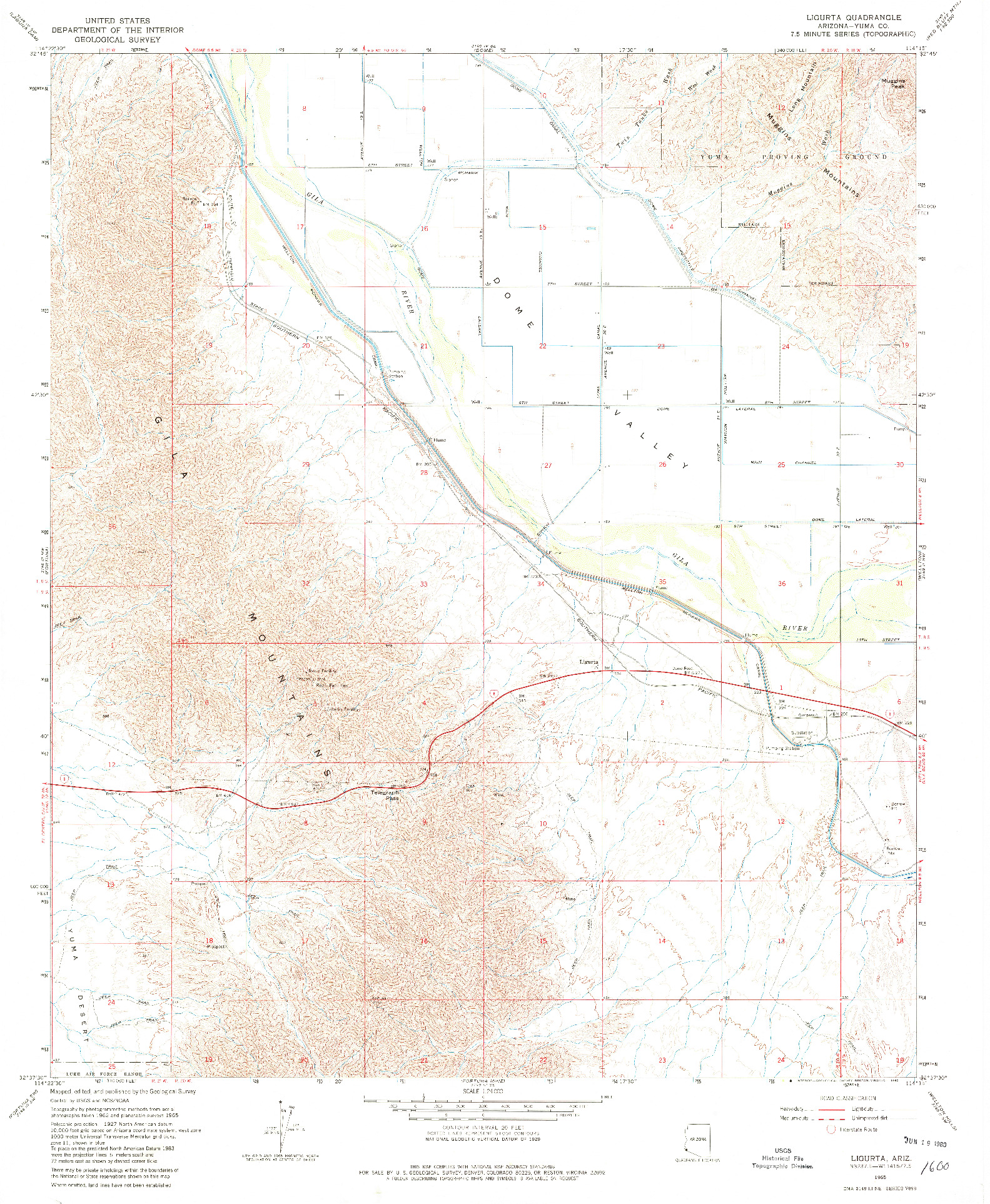 USGS 1:24000-SCALE QUADRANGLE FOR LIGURTA, AZ 1965