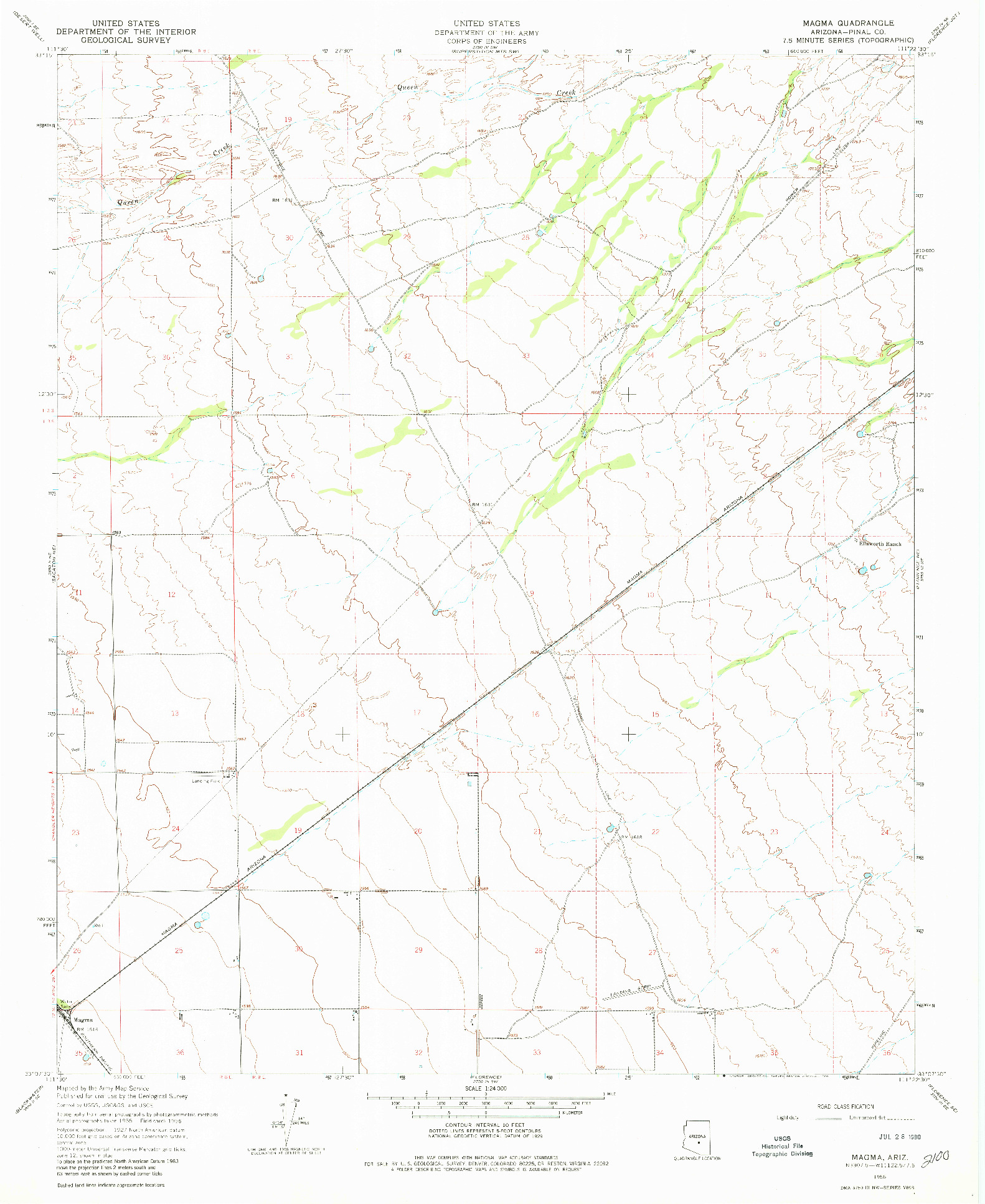 USGS 1:24000-SCALE QUADRANGLE FOR MAGMA, AZ 1956